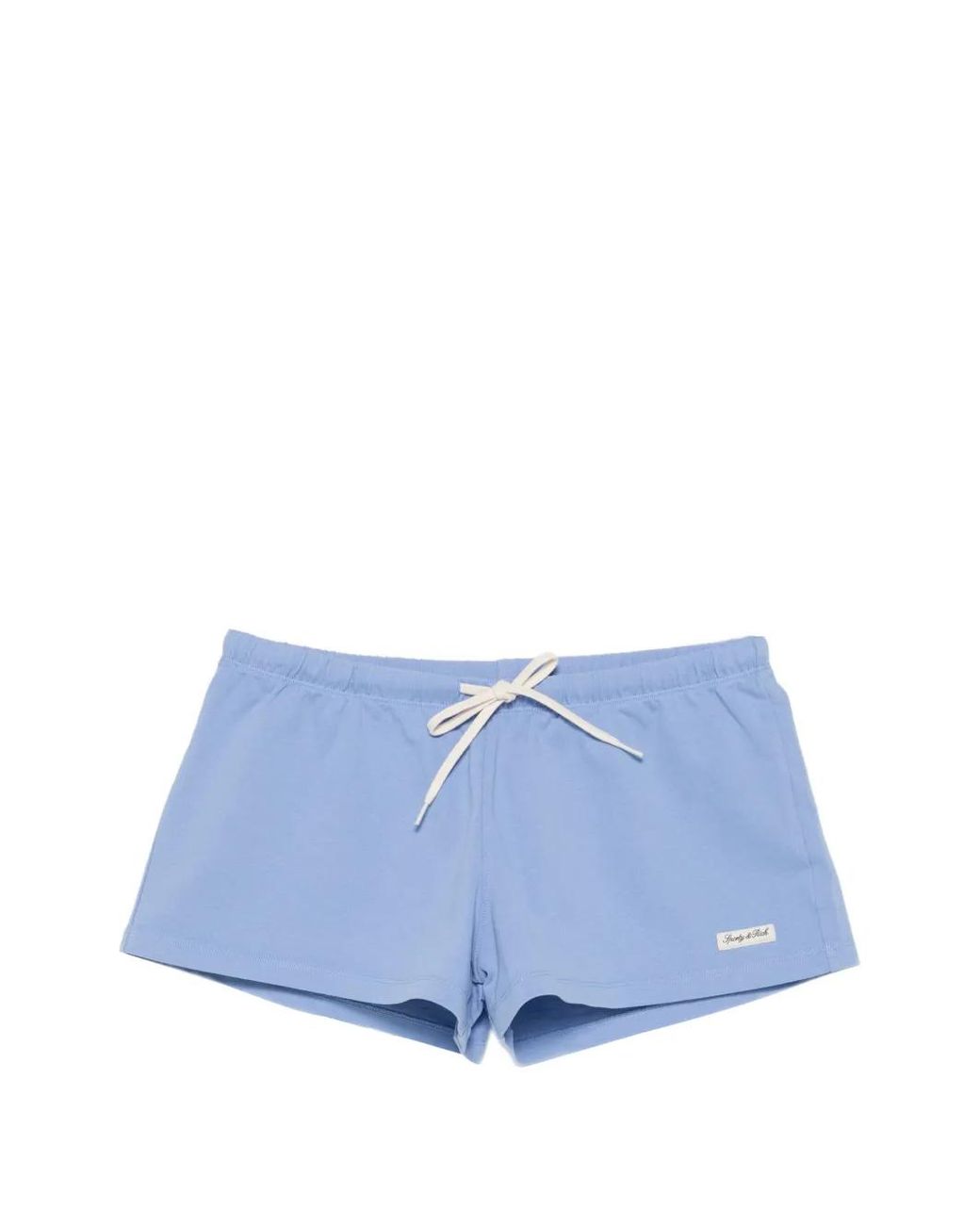 Sporty & Rich Blue Drawstring-Waist Logo-Patch Shorts