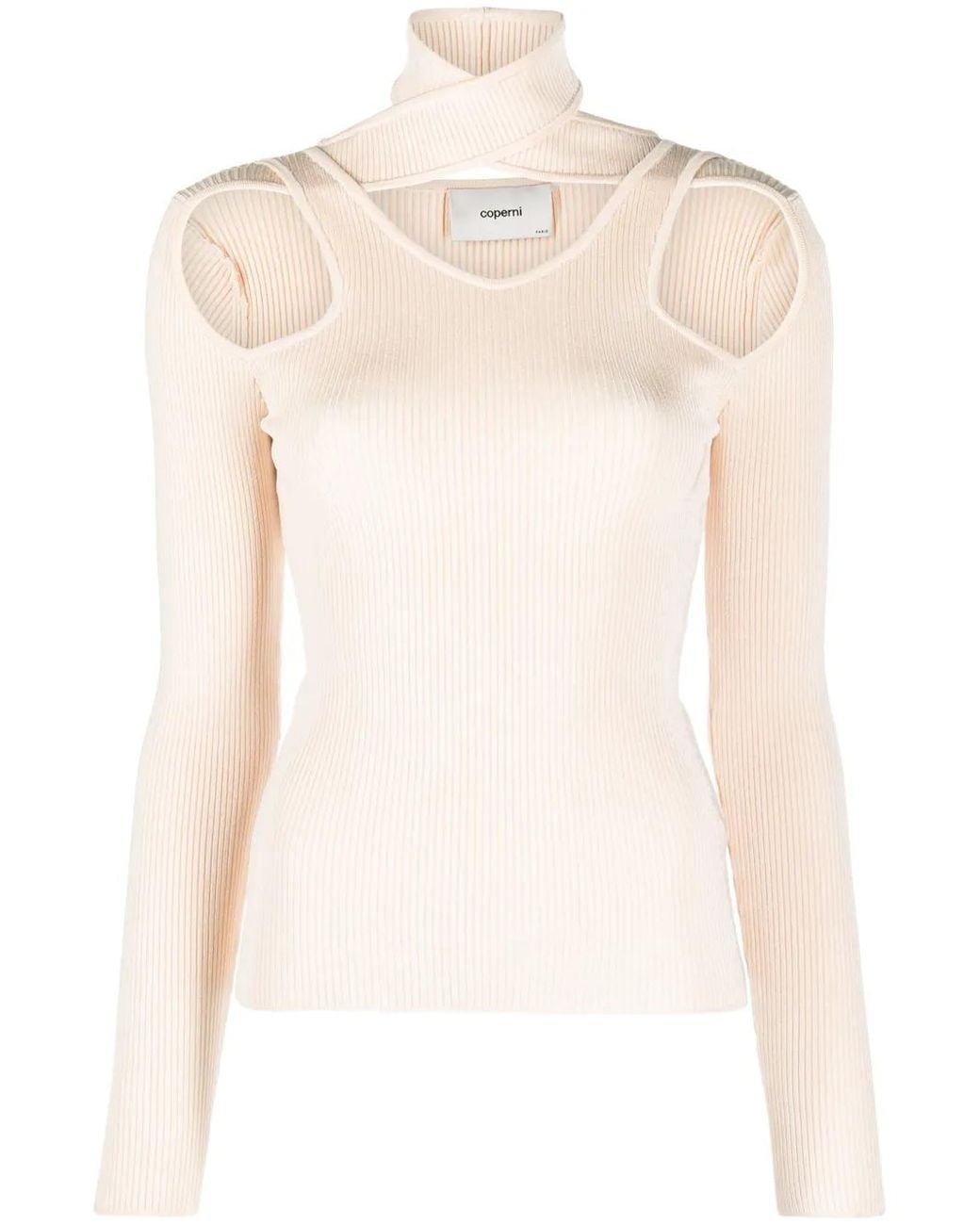 Coperni Natural Cut-Out Ribbed Sweater