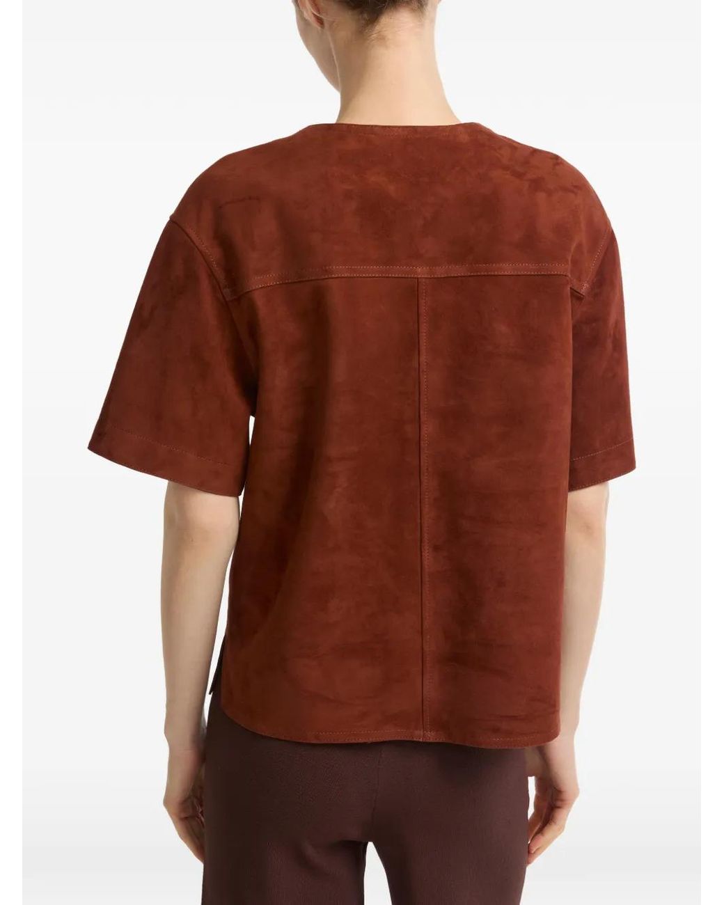 Yves Salomon Red Double-Sided V-Neck Top