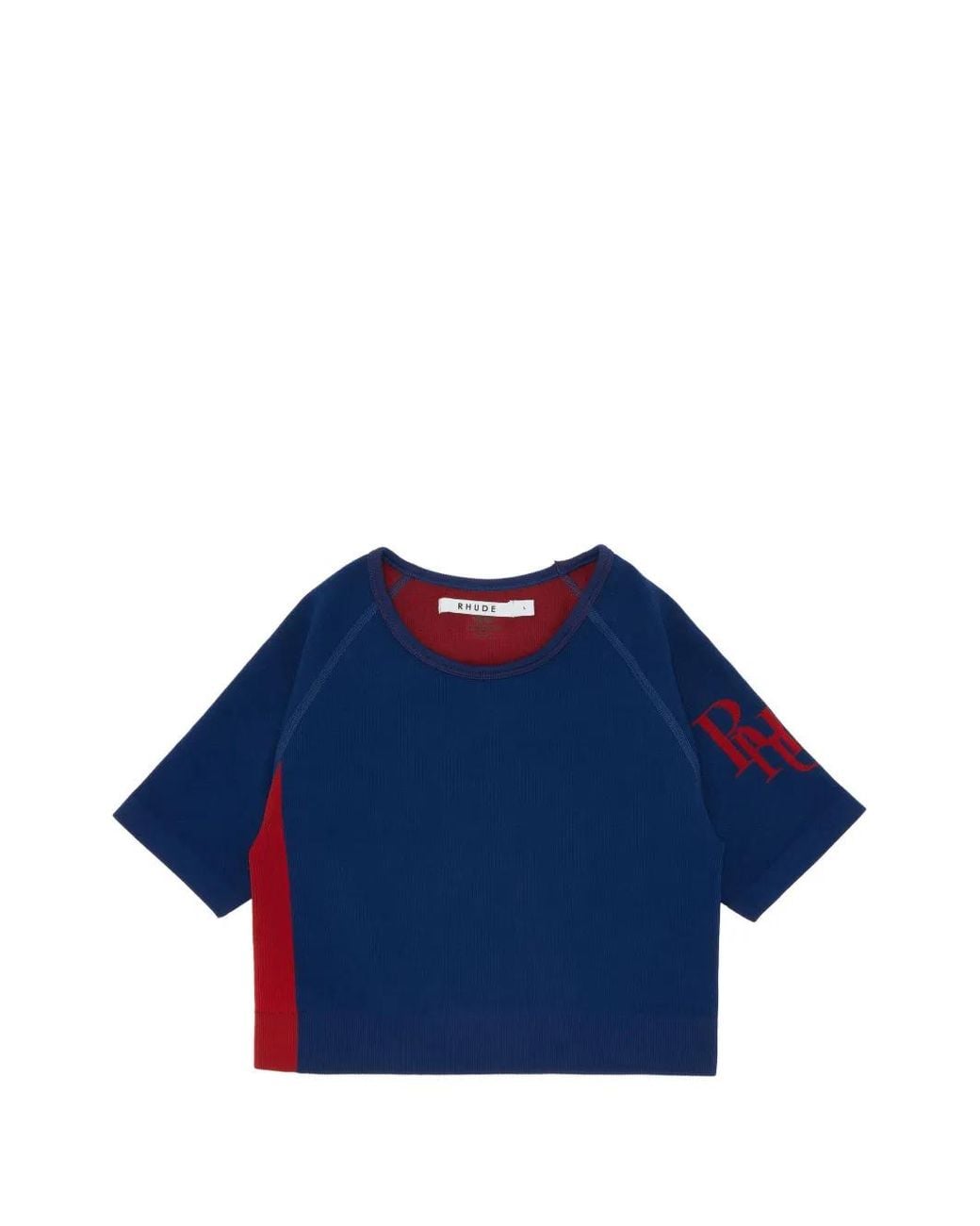 Rhude Blue Logo-Print Cropped Top