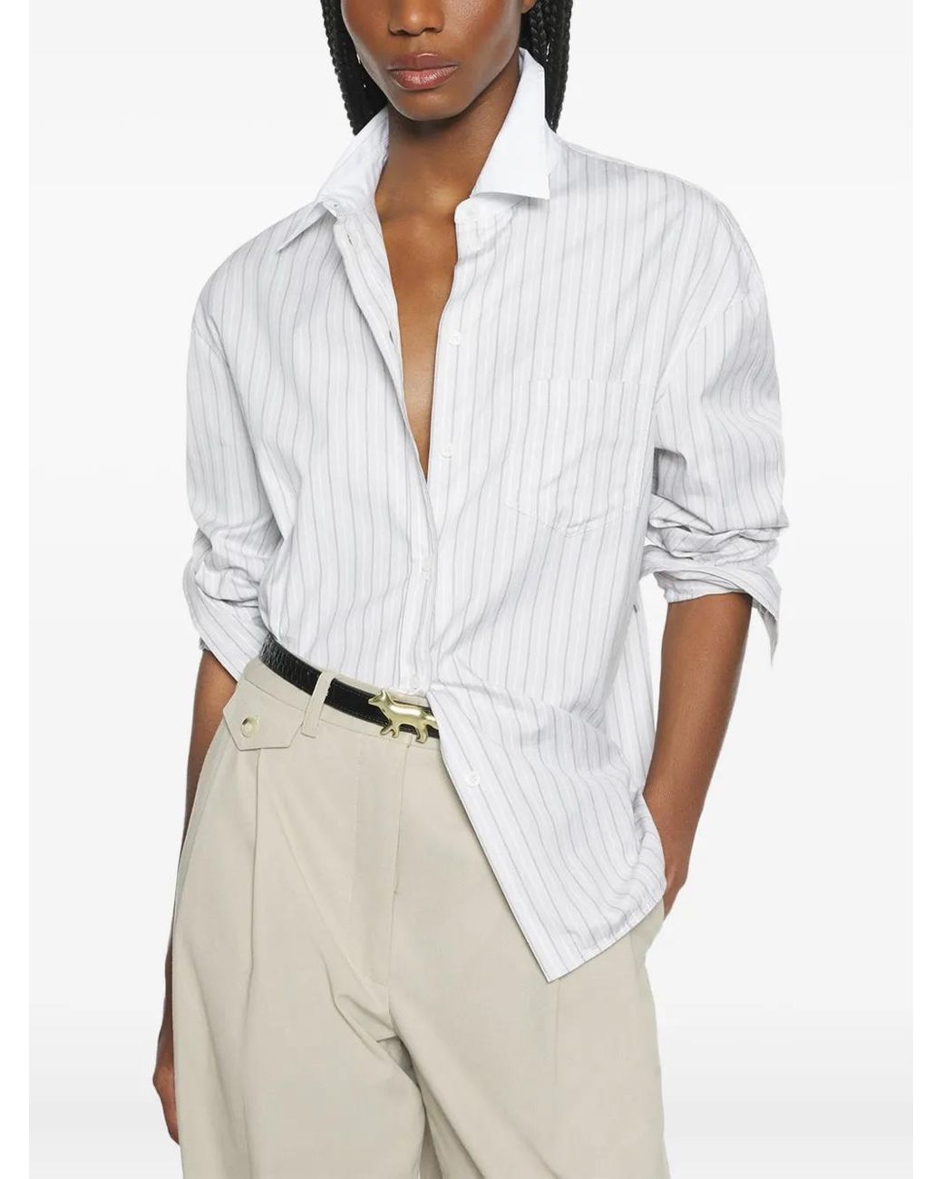 Camisa A Rayas Maison Kitsuné de color White