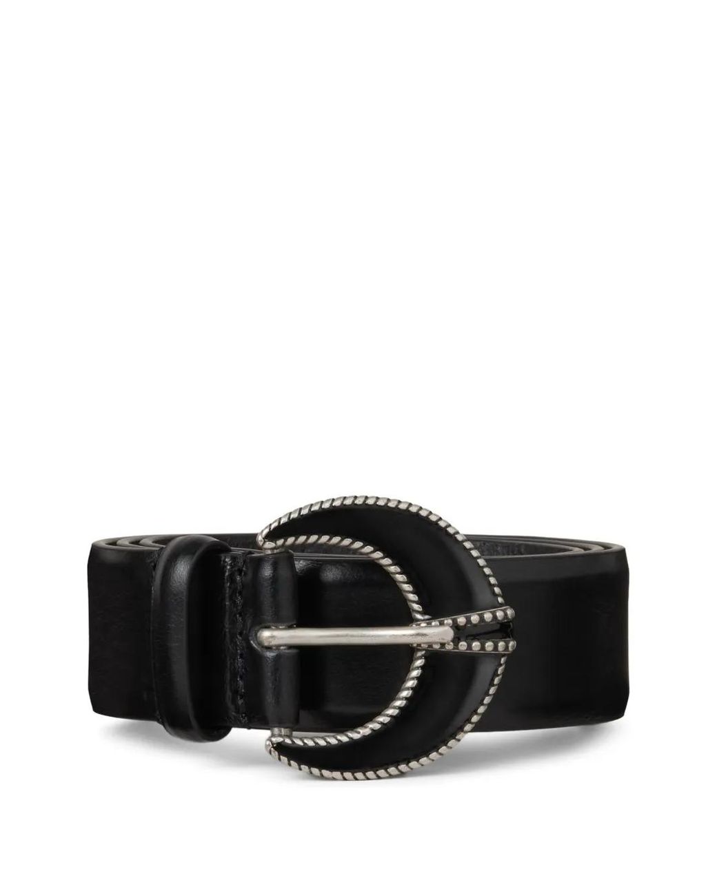 Ba&sh Black Engraved-Buckle Leather Belt