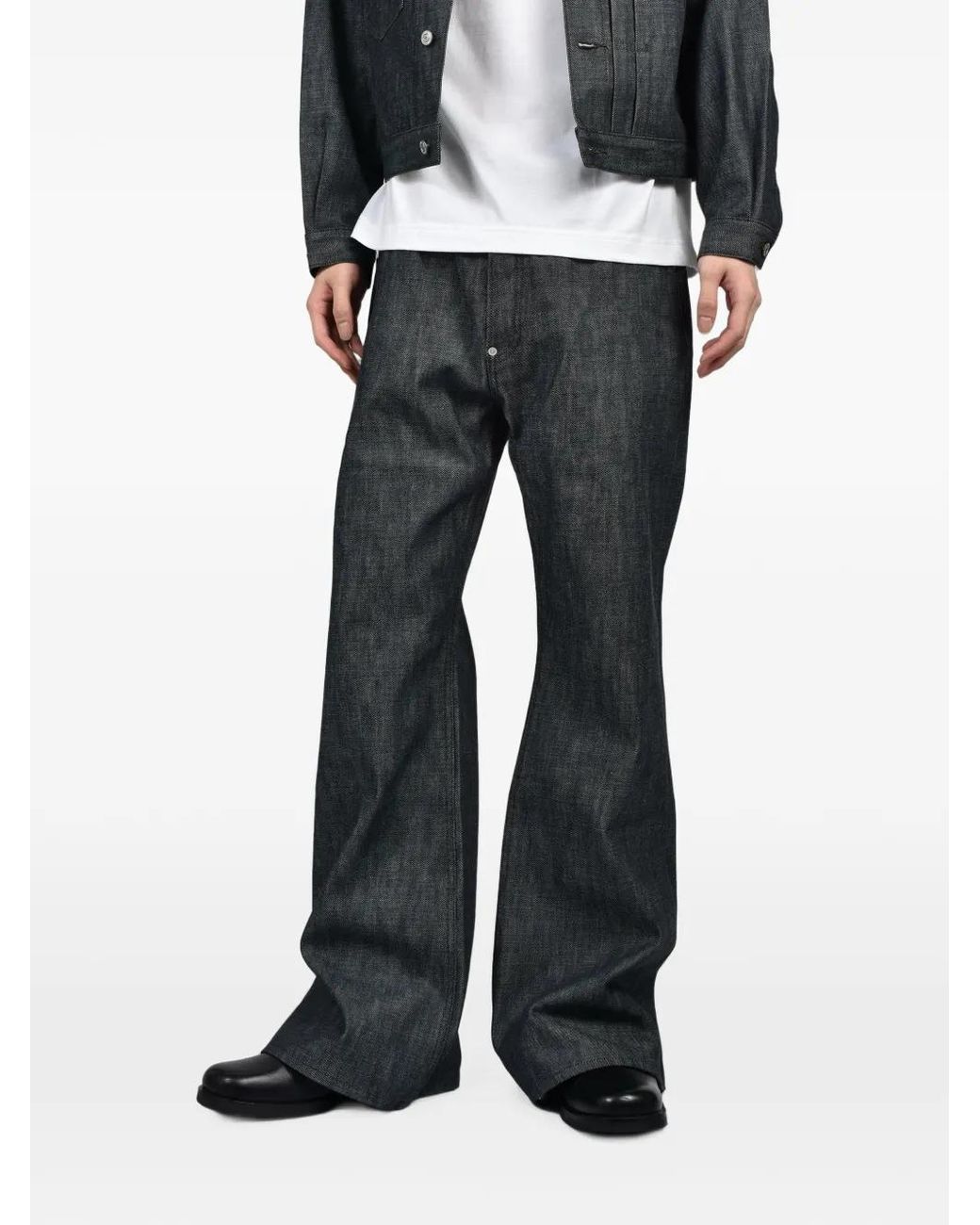 Rivet & Hide Black Type-684 Flare-Silhouette Jeans for men
