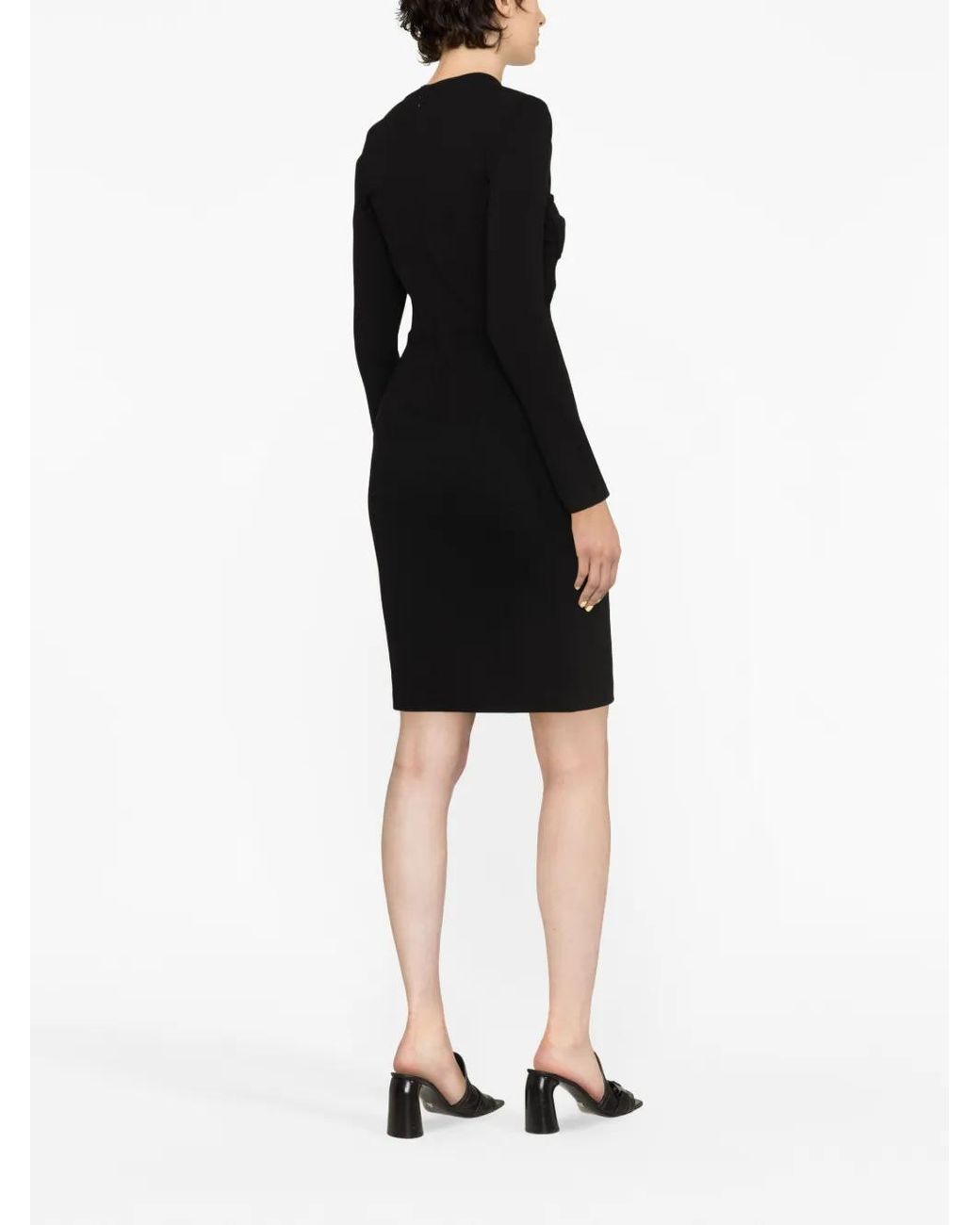 Pinko Black Corset-Style Long-Sleeve Minidress