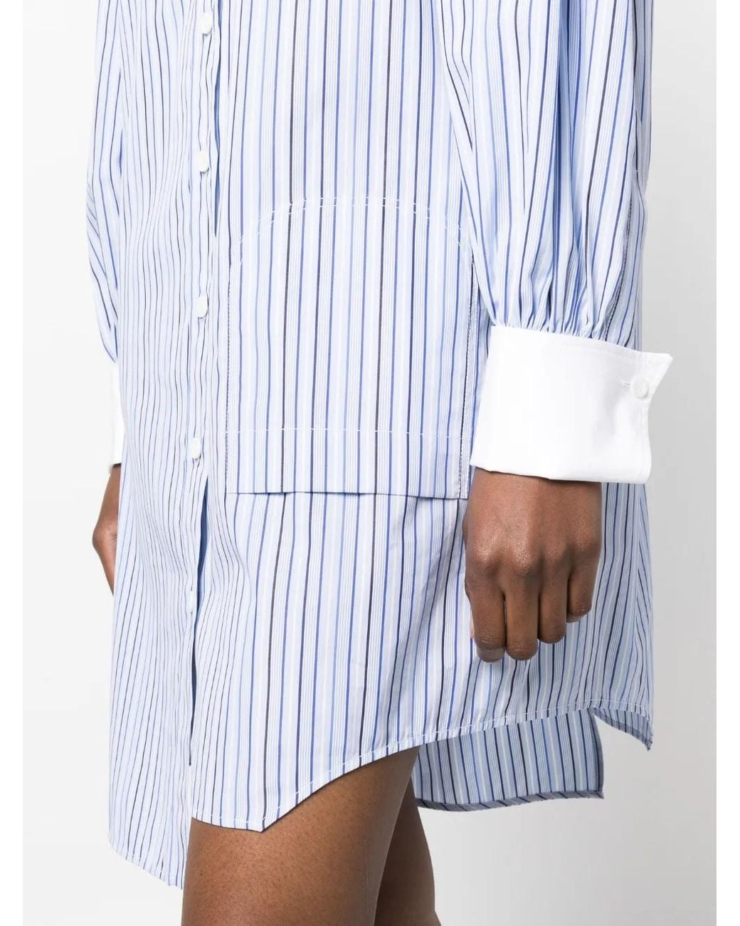 Moschino Blue Striped Asymmetric-Hem Dress