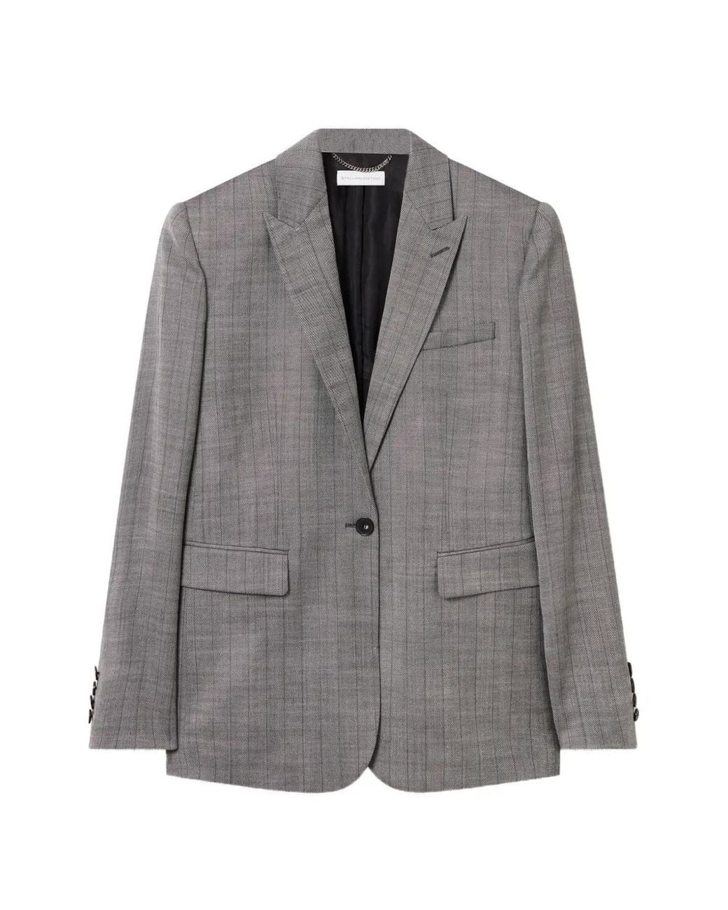 Stella McCartney Gray Striped Single-Breasted Blazer