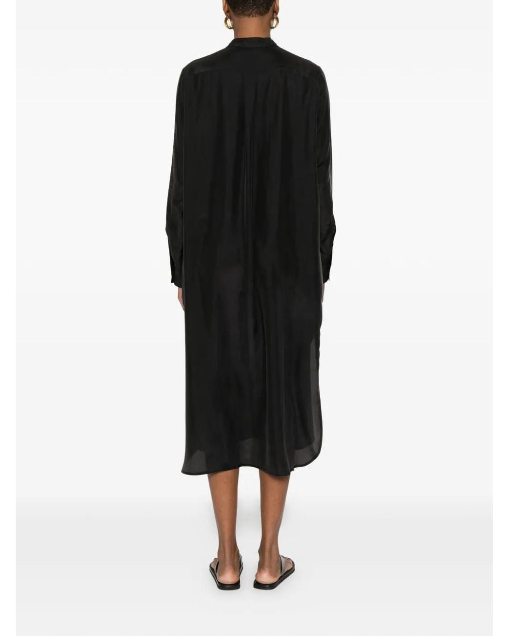 P.A.R.O.S.H. Black Robe Mi-Longue À Boutonnière