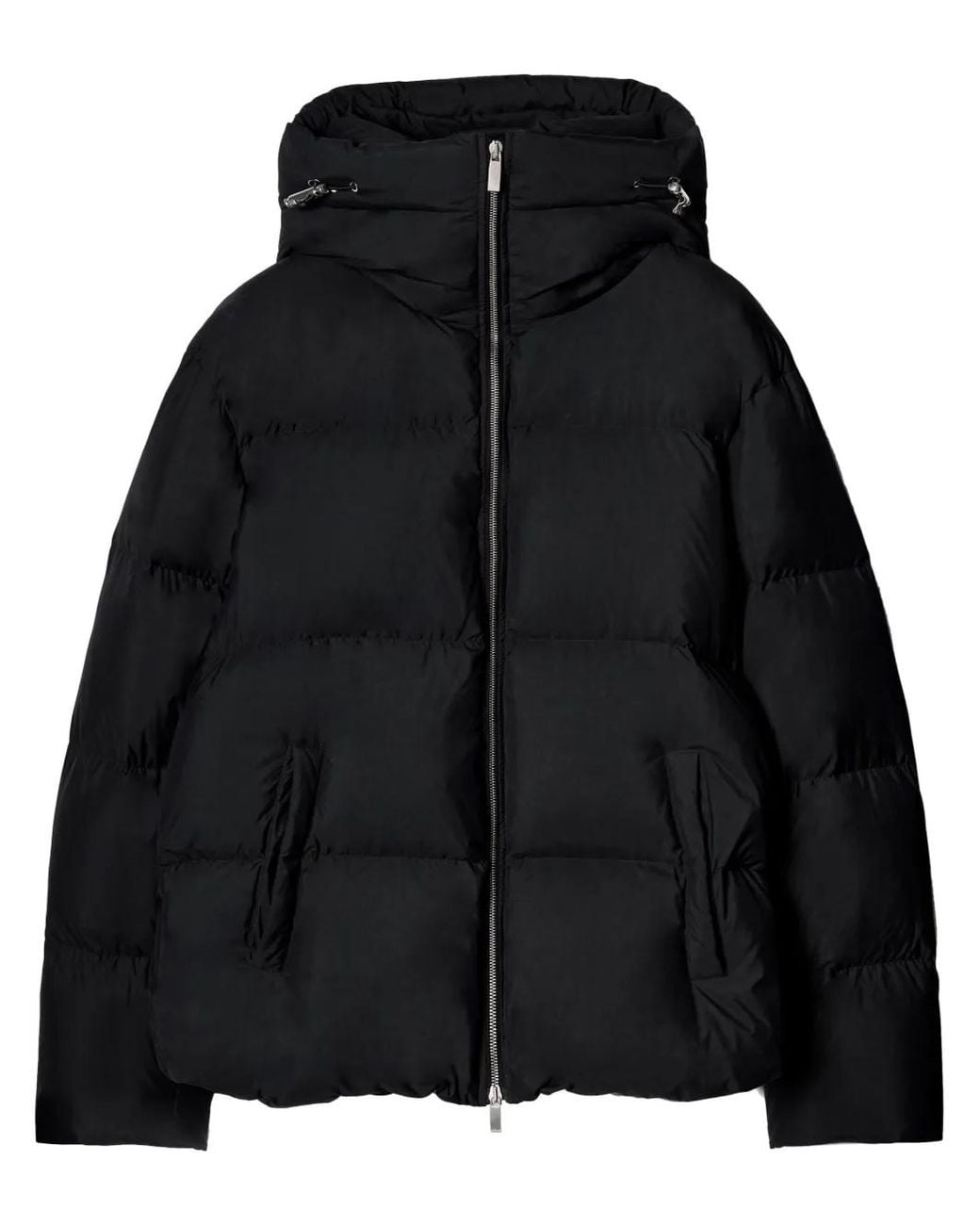 Off-White c/o Virgil Abloh Black Boxy Puffer Jacket With High Collar And Hood for men