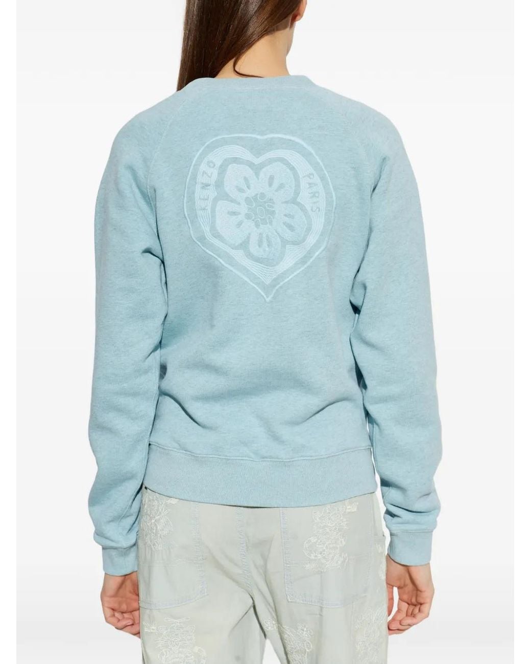 KENZO Blue Boke Heart Logo-Embroidered Sweater