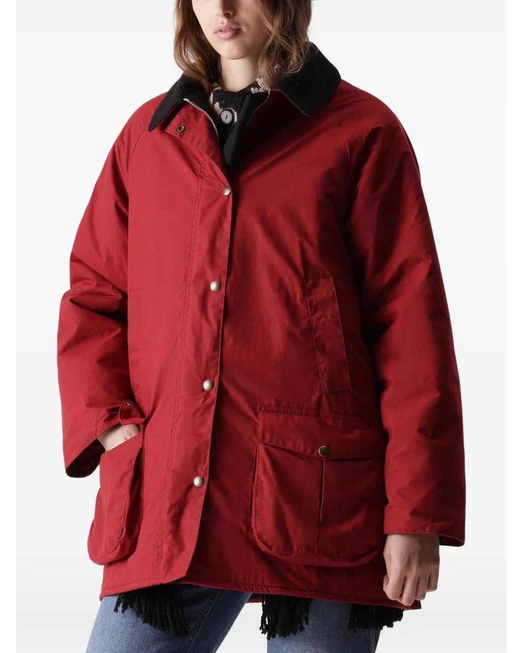 Fortela Red Floriane Waxed-Finish Jacket