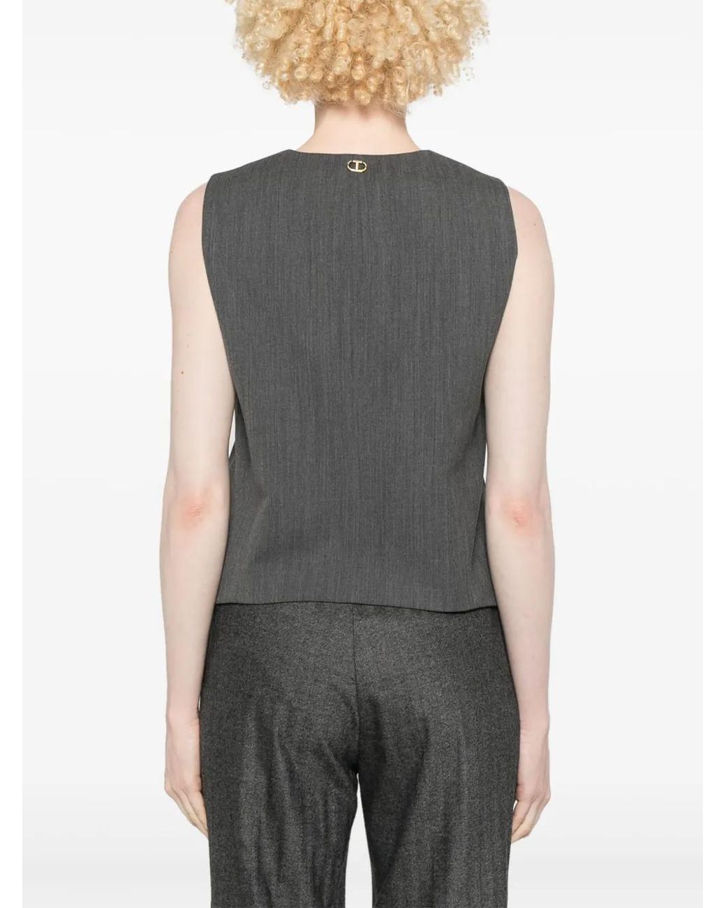 Twinset Gray Textured Waistcoat