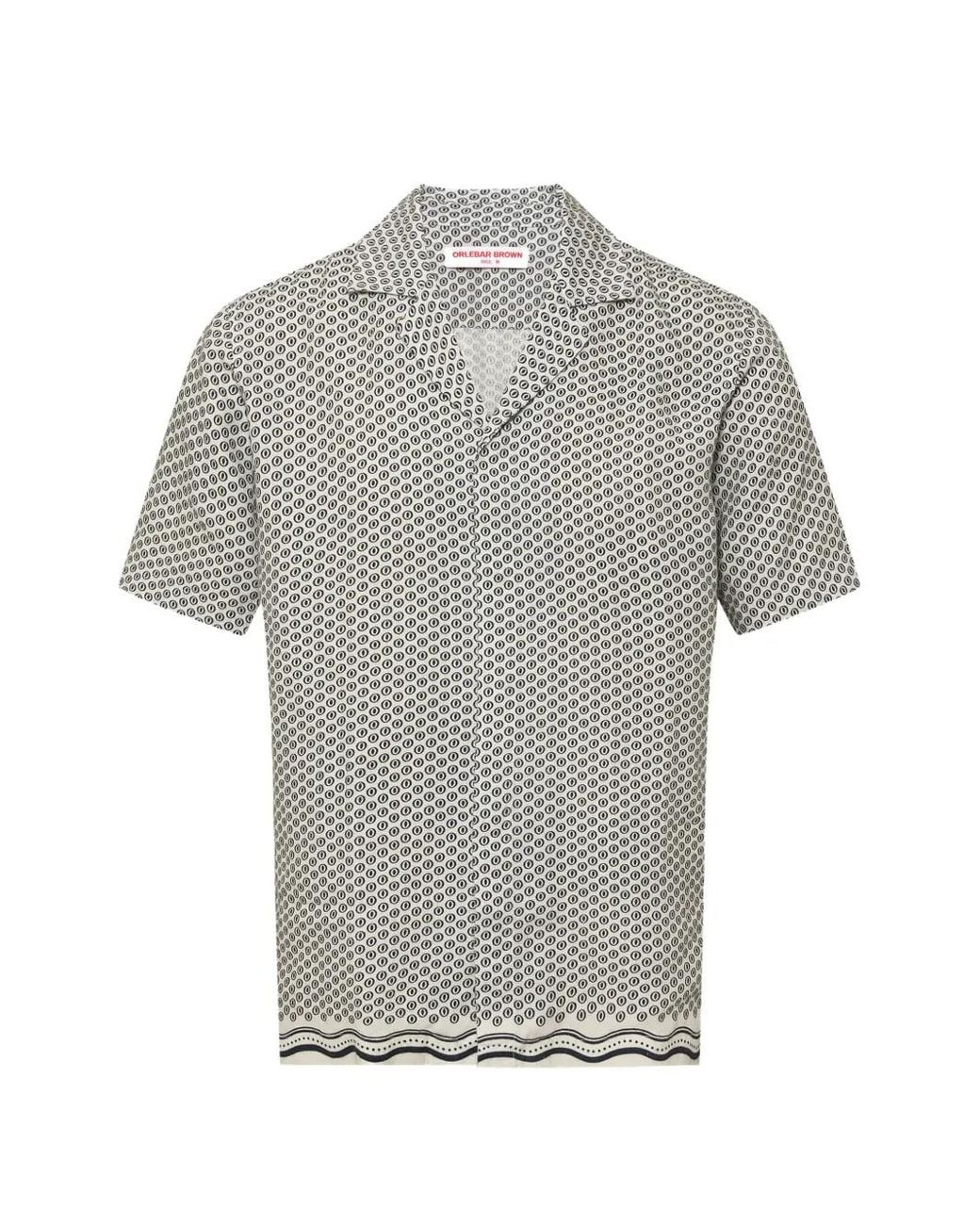 Orlebar Brown Gray Maitan Geometric-Print Linen Shirt for men