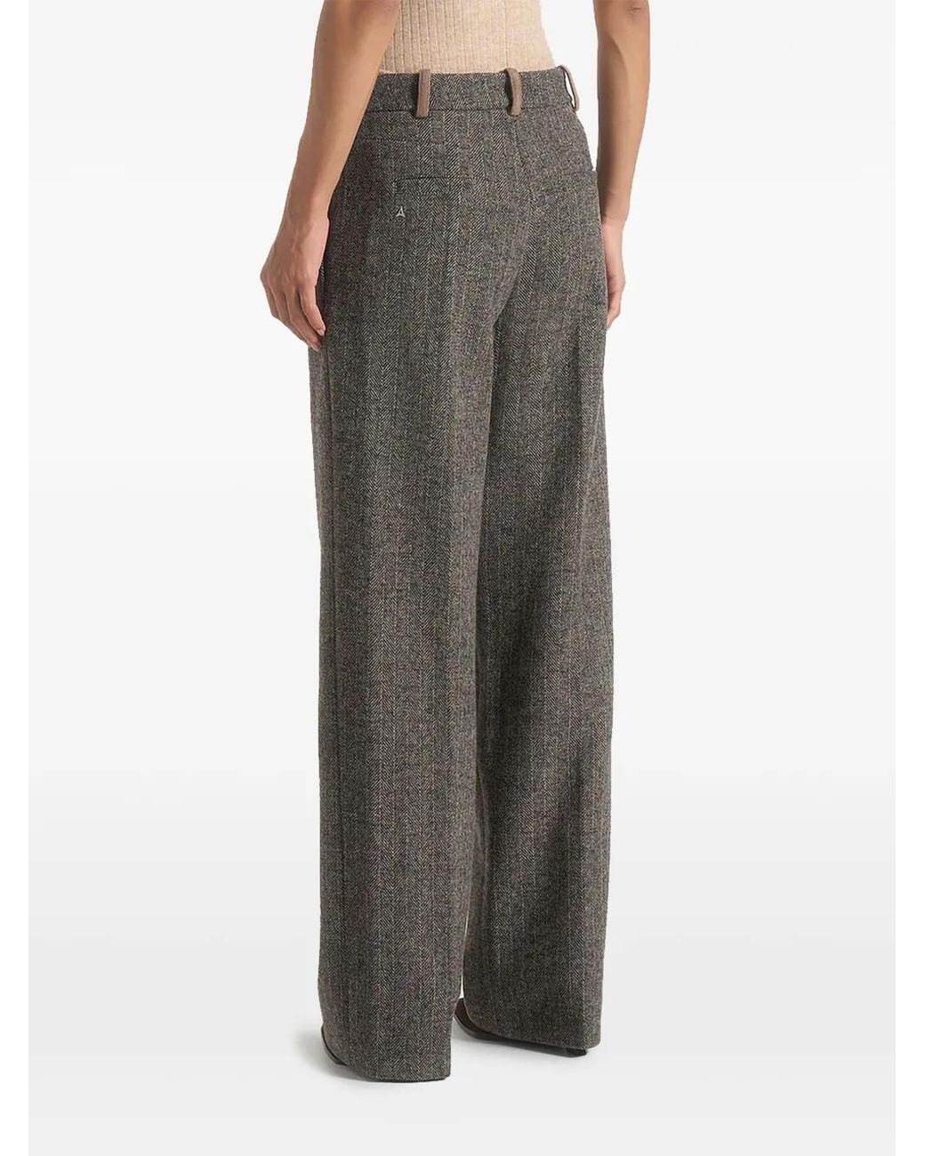 Manière De Voir Gray Julie Herringbone Wool Twin Pleat Trousers