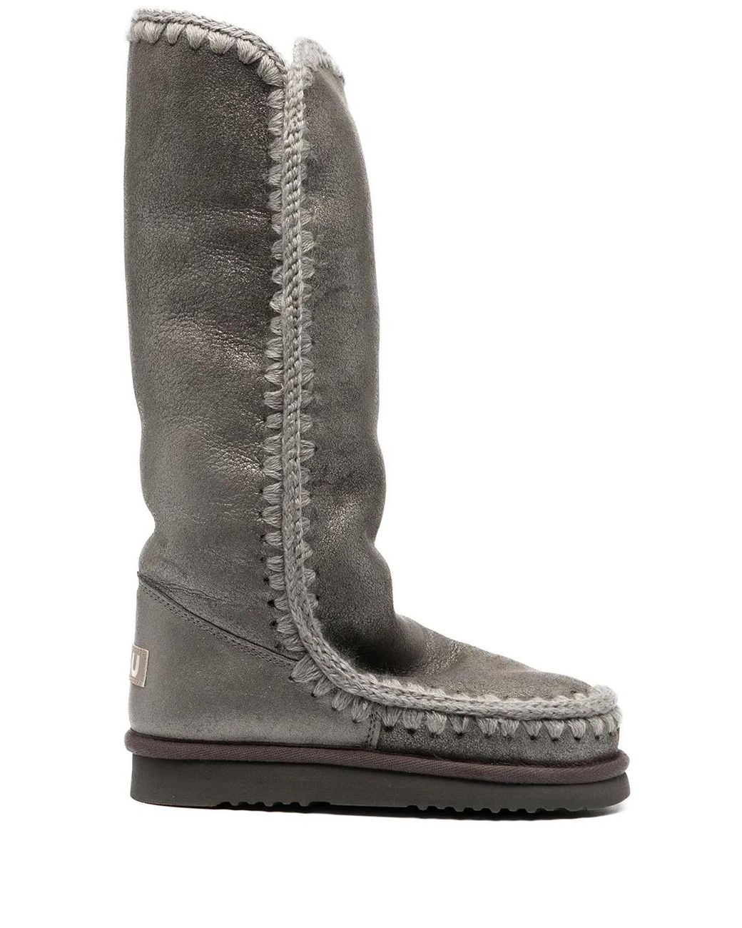 Mou Gray Calf-Length Snow Boots