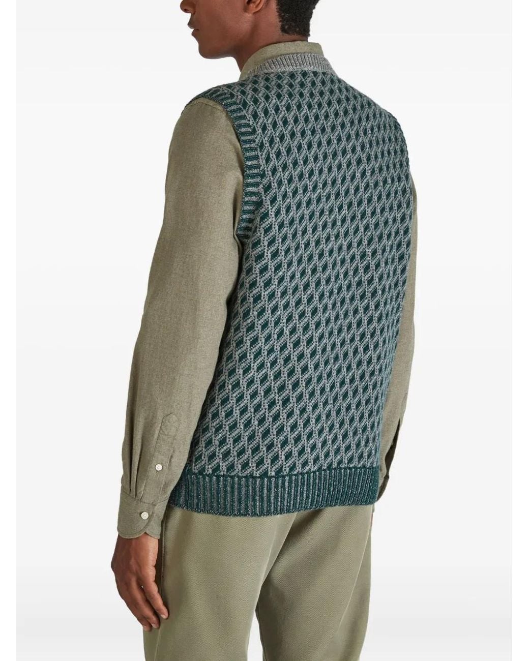 Chaleco En Jacquard Zanone de hombre de color Green
