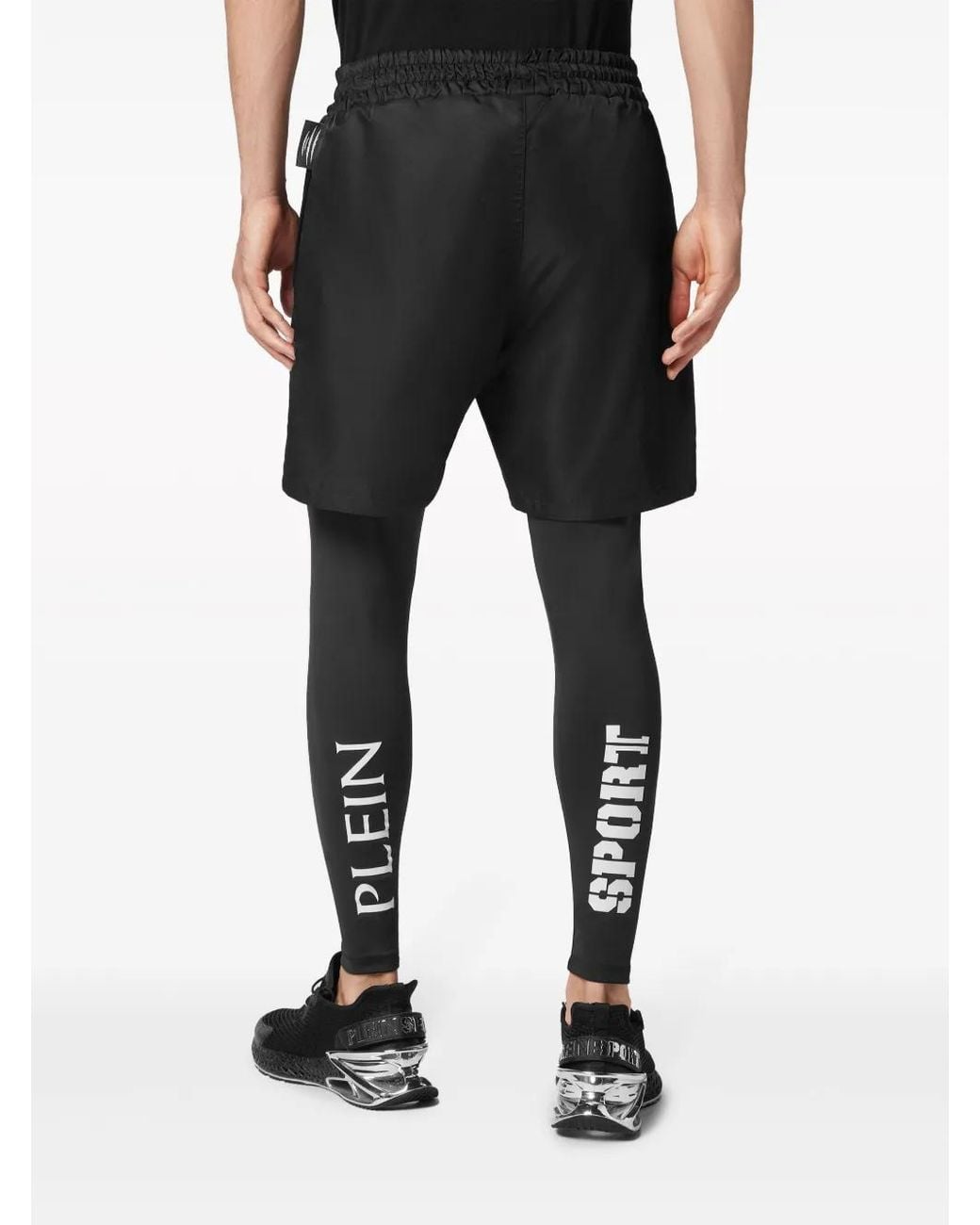 Philipp Plein Black Graphic-Print Layered Track Pants for men