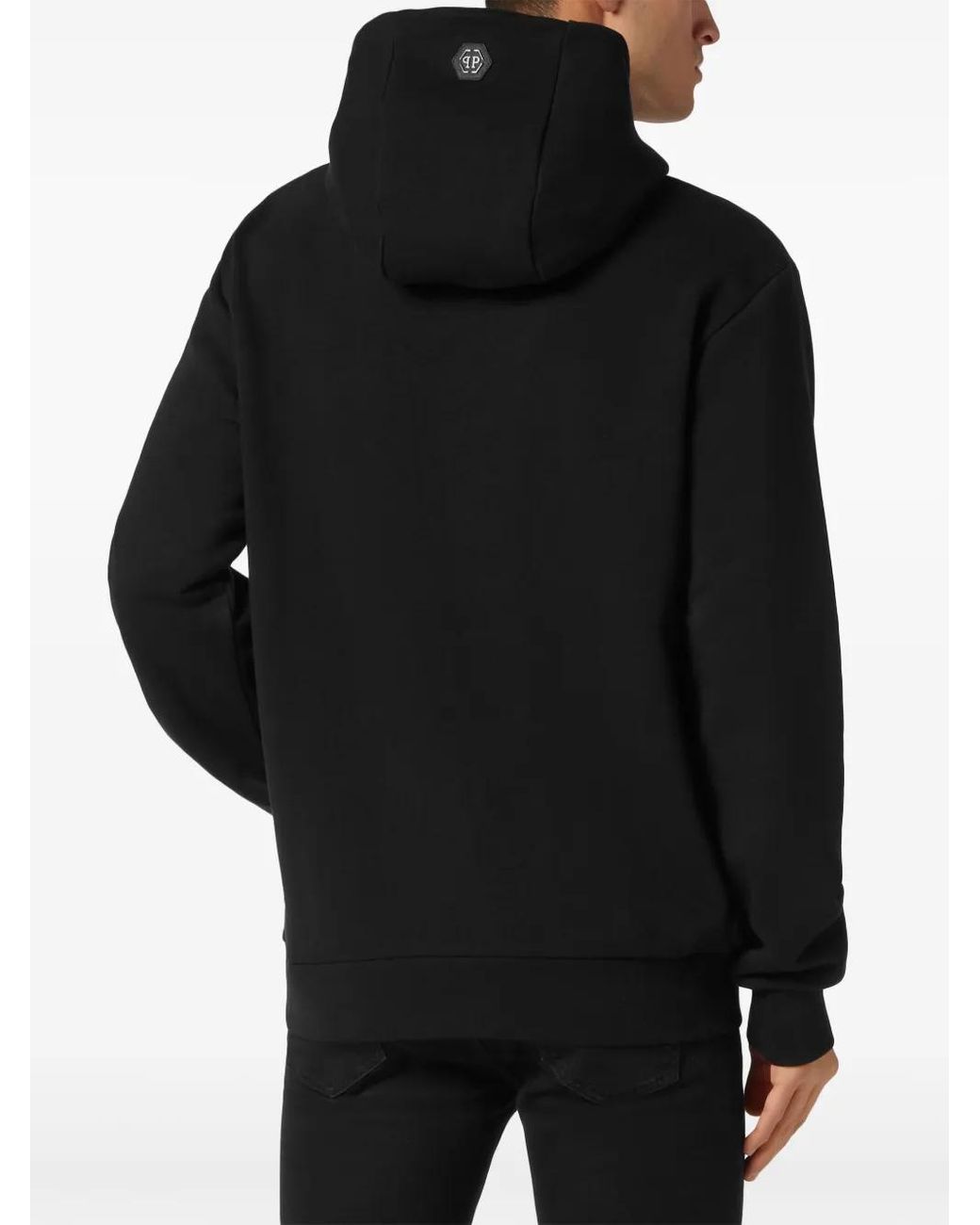 Philipp Plein Black Gothic Plein-Print Hoodie for men