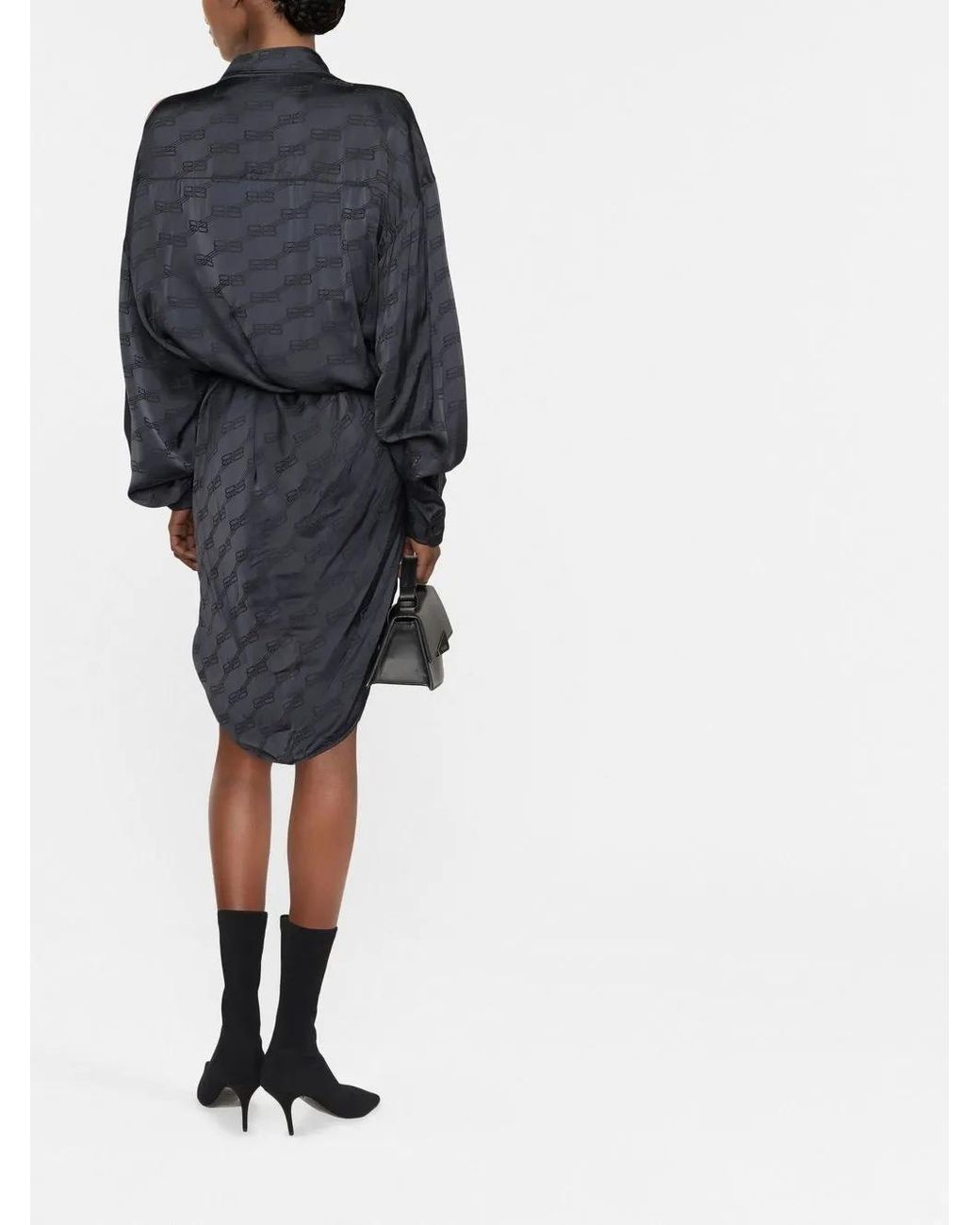 Balenciaga Blue Bb Monogram Wrap Dress