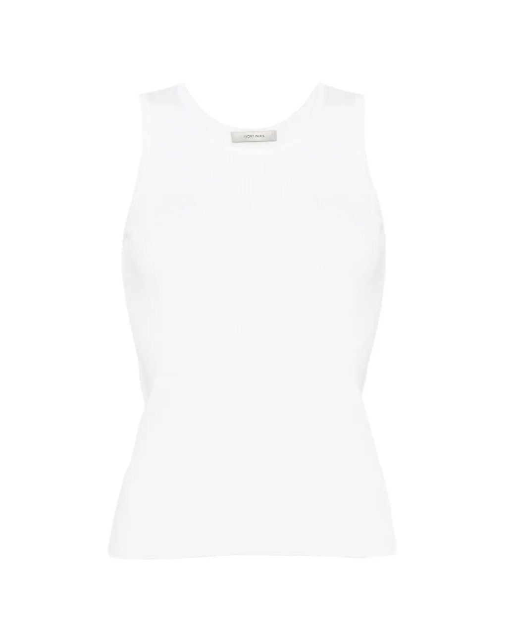 IVORY PARIS White Elsa Ribbed-Knit Tank Top