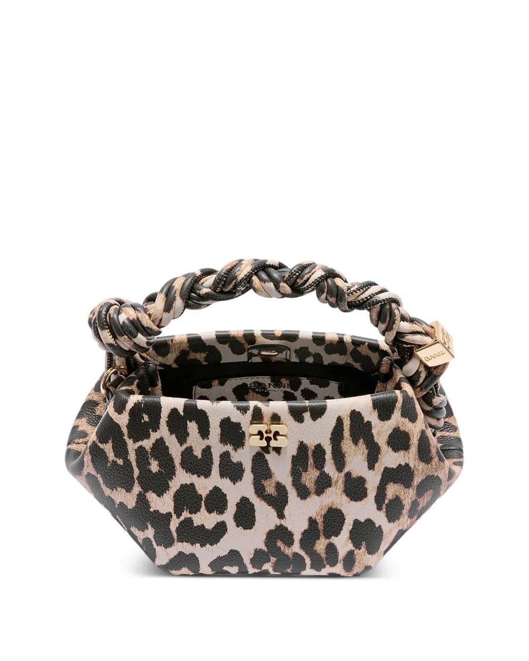 Ganni Brown Leopard Grained Mini Bou Bag