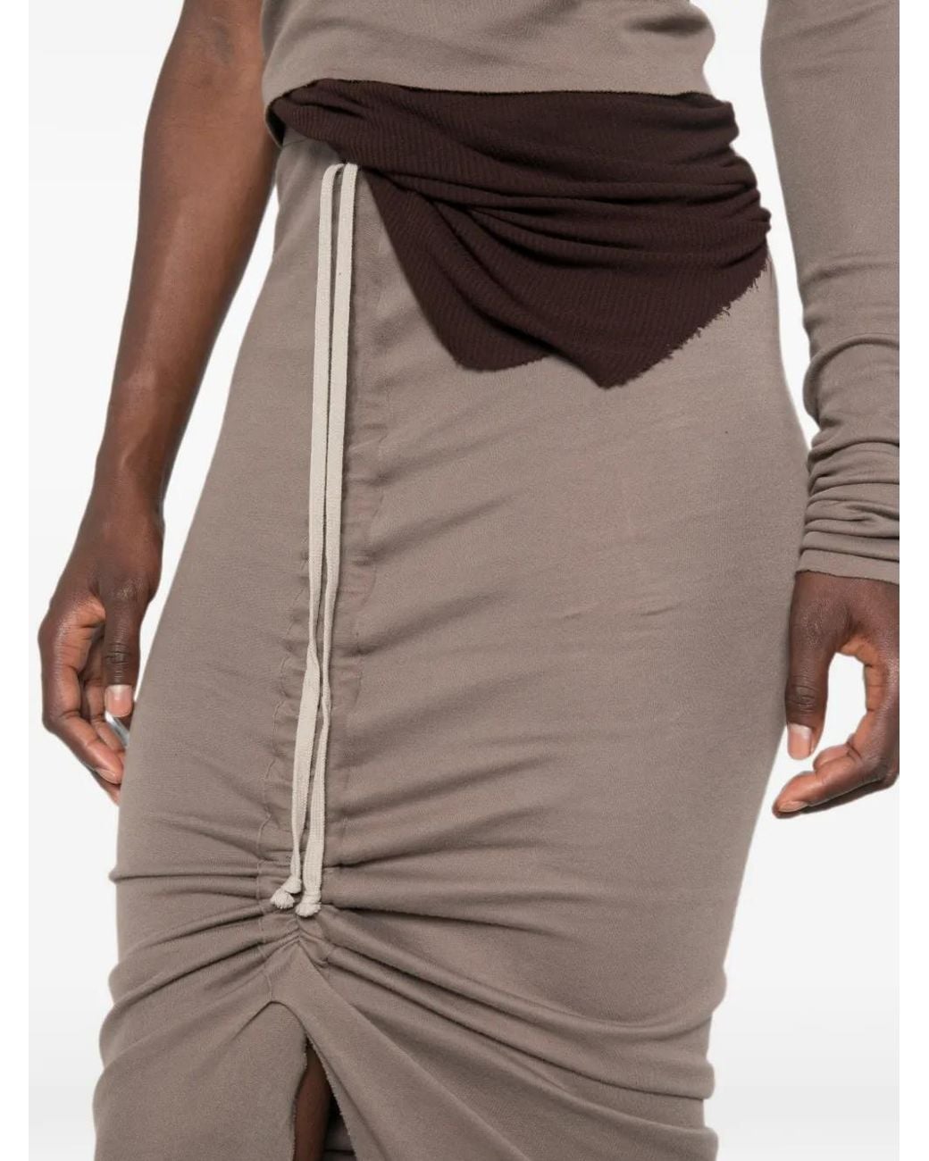 Rick Owens Natural Jupe Longue Asymétrique Edfu À Lien De Resserrage
