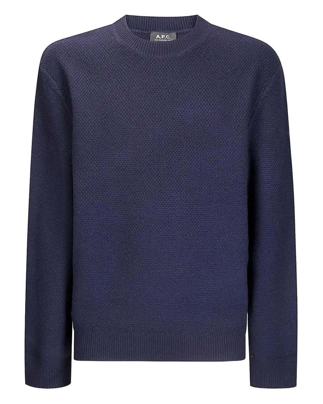 A.P.C. Blue Textured Wool Crew-Neck Sweater for men