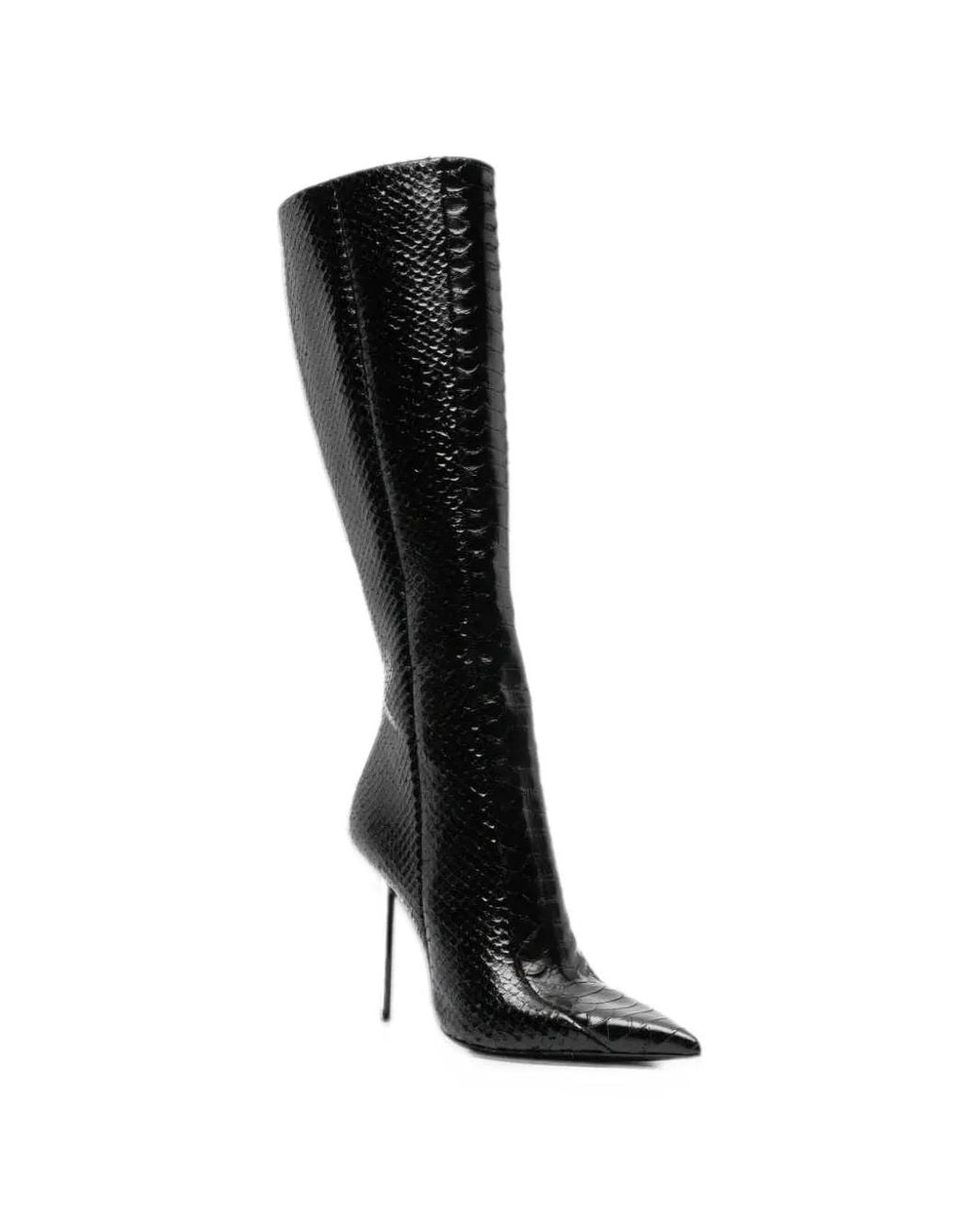 Paris Texas Black Lidia Python-Print Boots