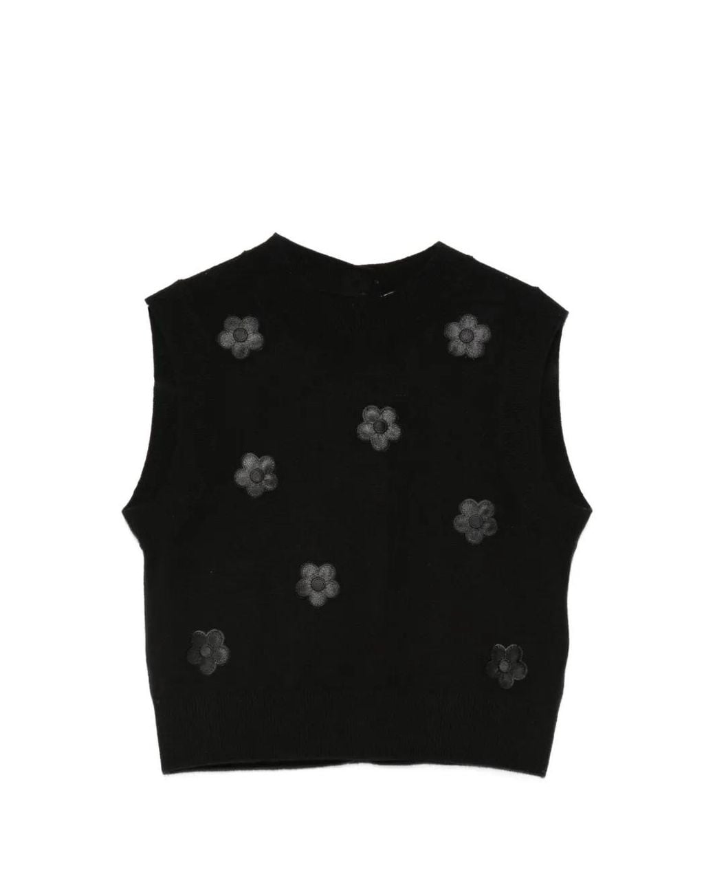 CECILIE BAHNSEN Black Floral-Appliqué Vest