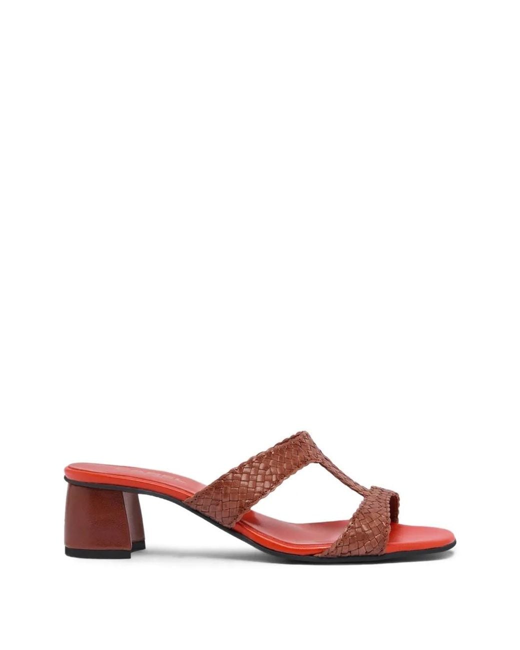 CAREL PARIS Red Pyramide T Woven Leather Mules