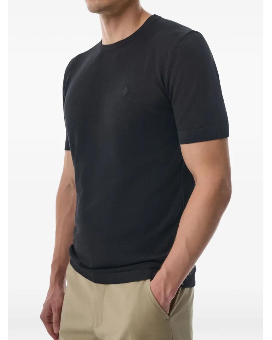 MEGUSTA Black Knitted Cashmere T-Shirt for men