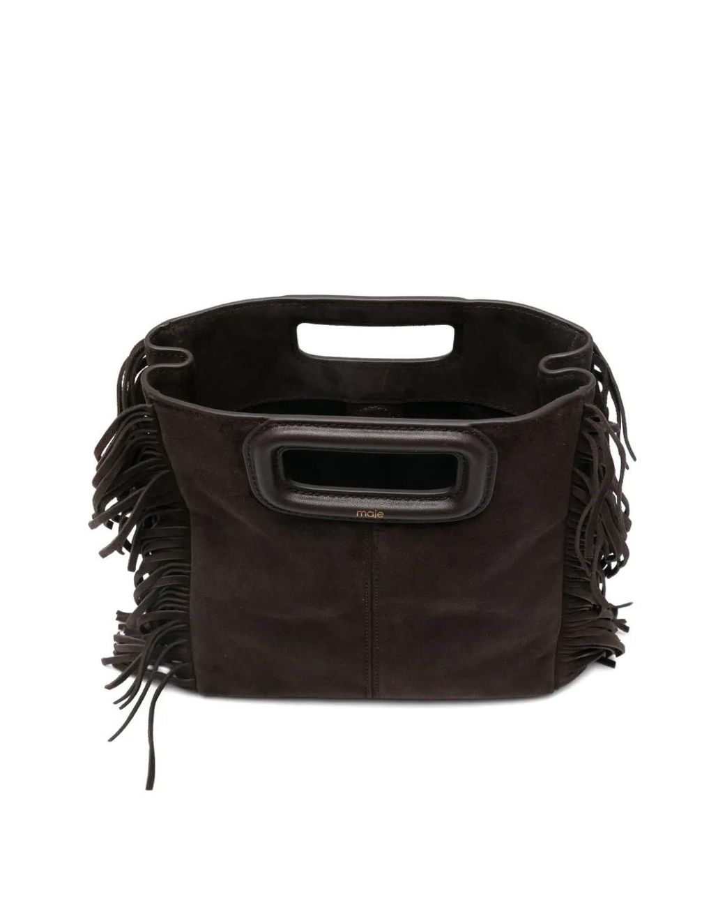 Maje Black Fringe Leather Tote Bag