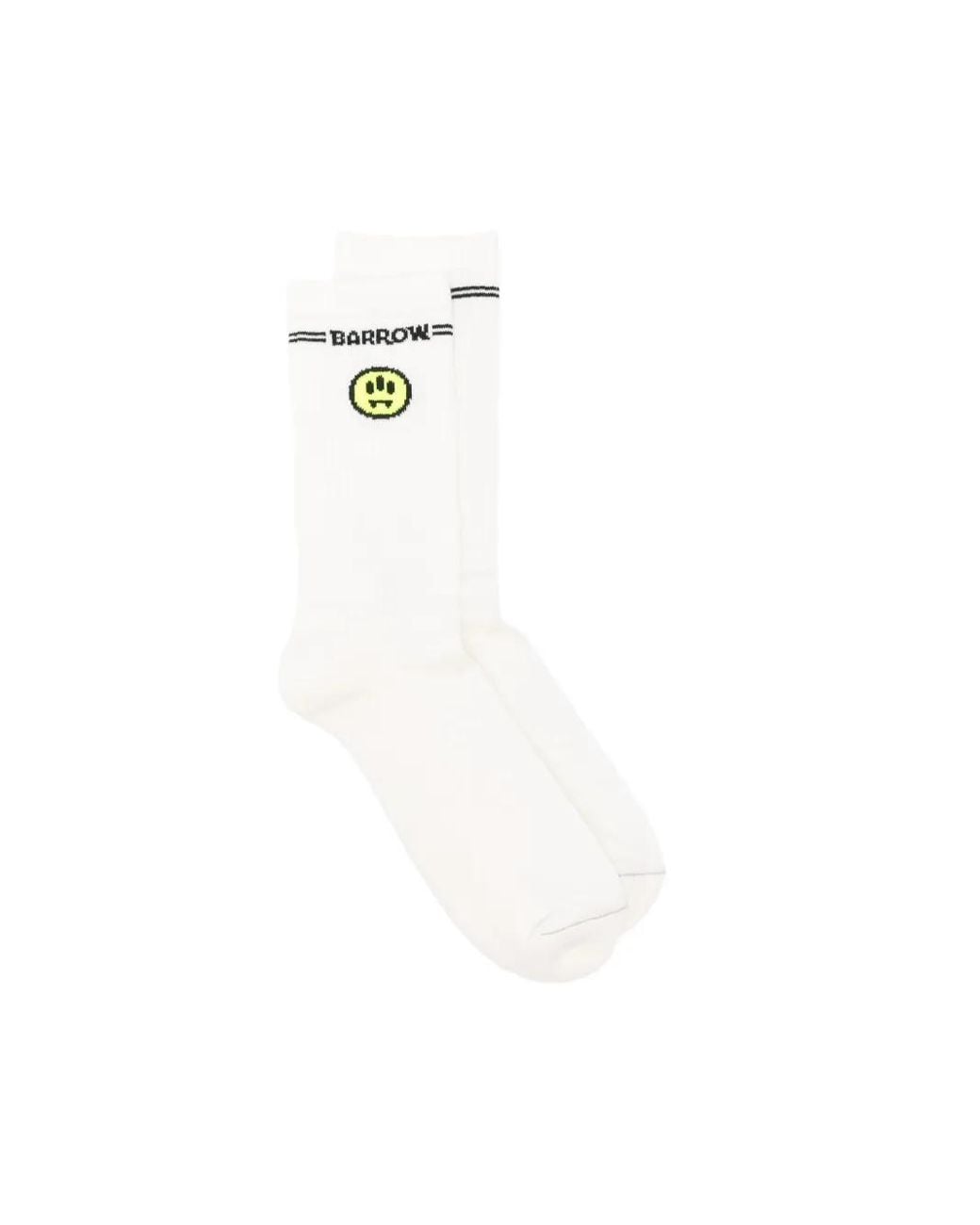 Barrow White Chaussettes À Logo Intarsia