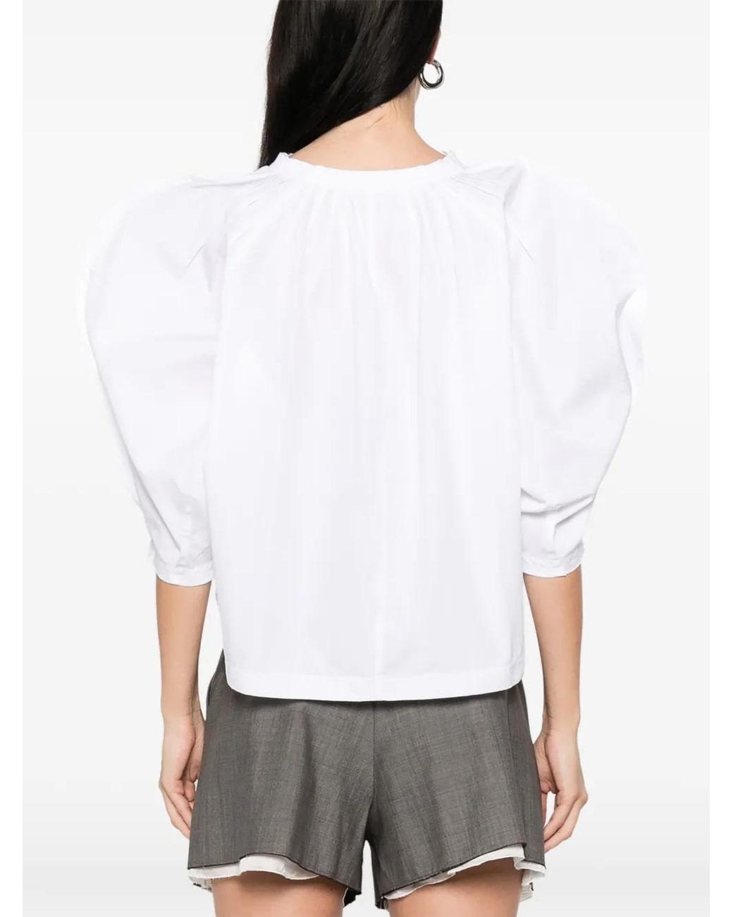 Nackiyé White Odalique Puff-Sleeve Blouse