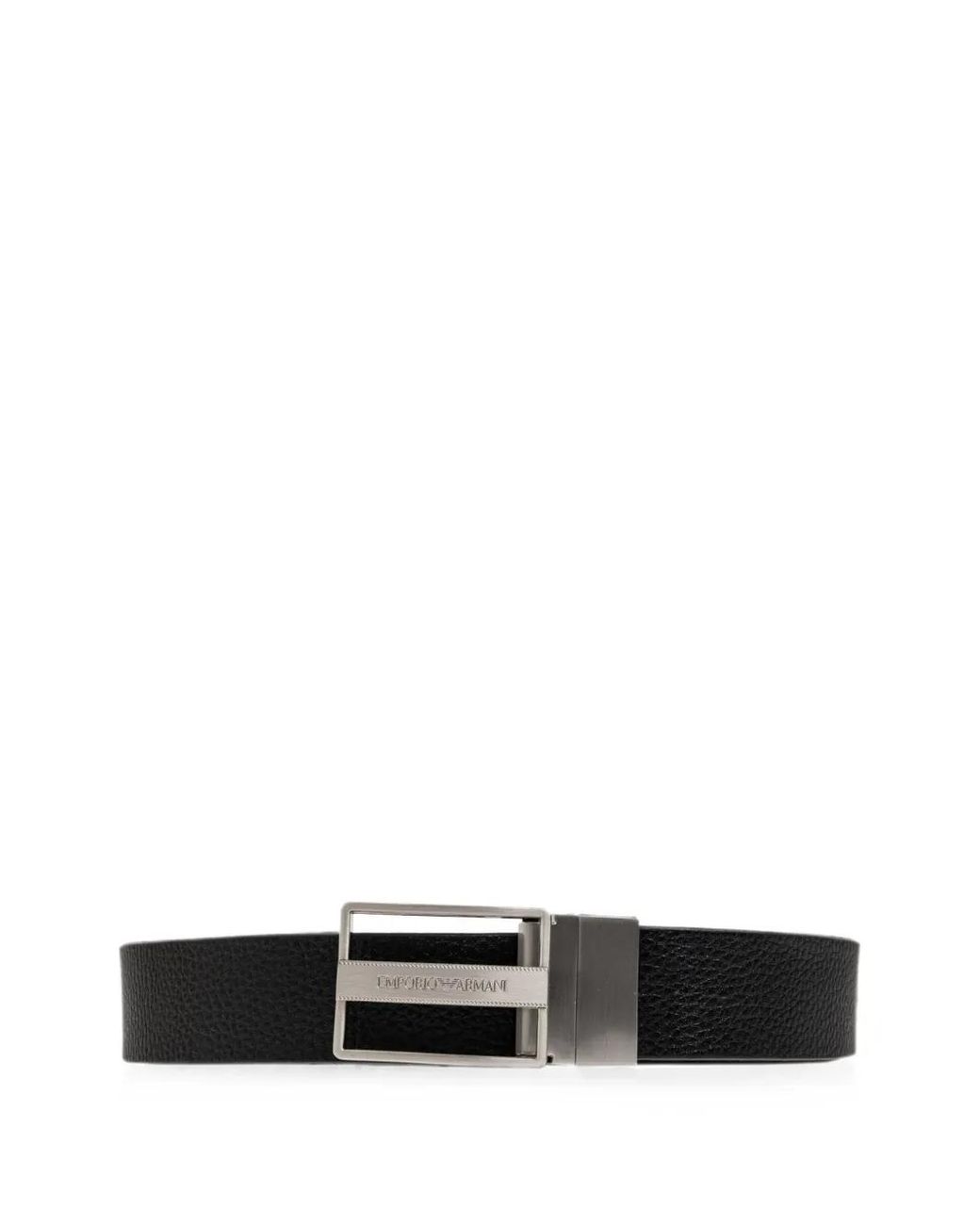 Emporio Armani White Reversible Leather Belt With A Rectangular Plaque Buckle for men