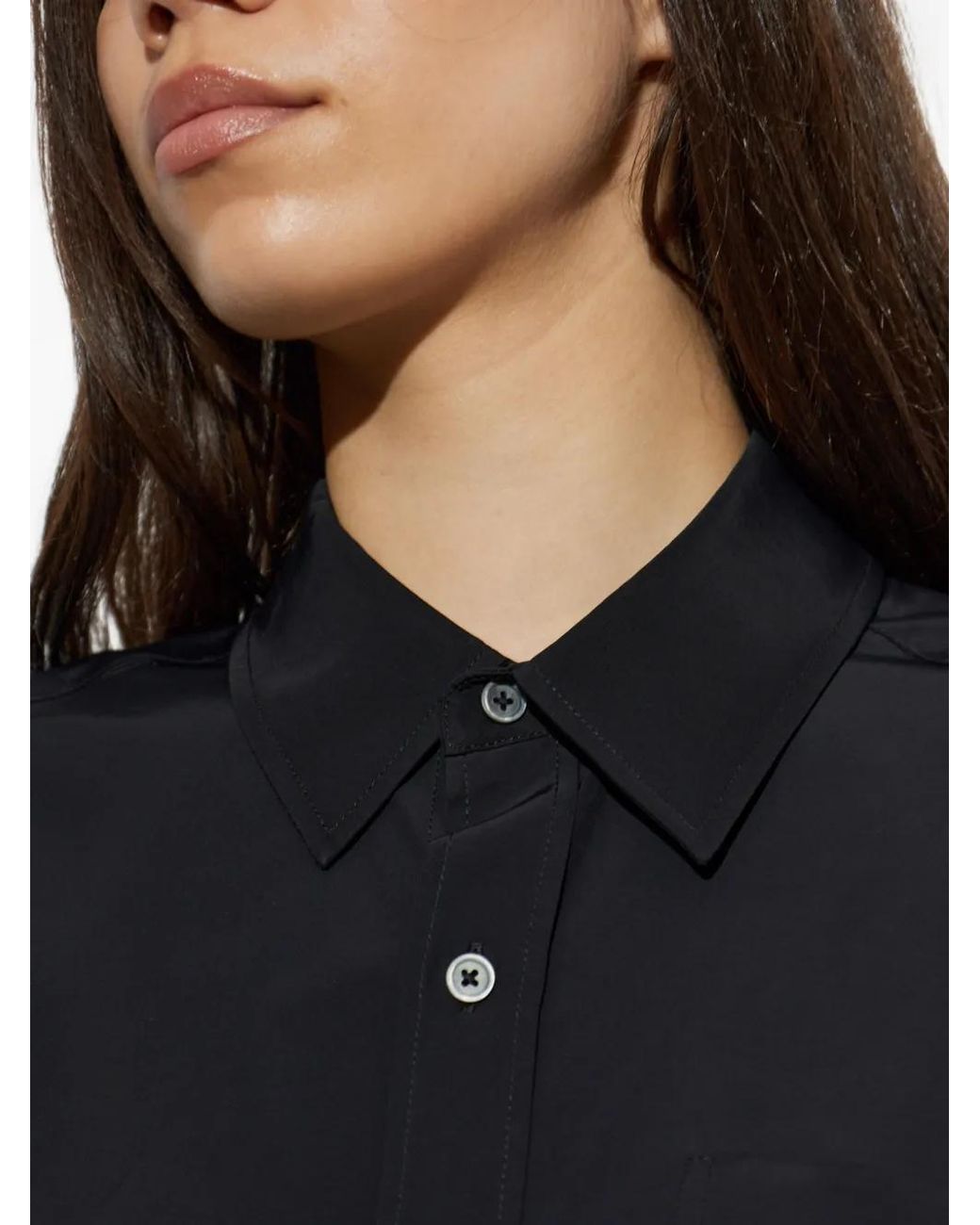Alexander Wang Blue Logo-Embroidered Cropped Shirt