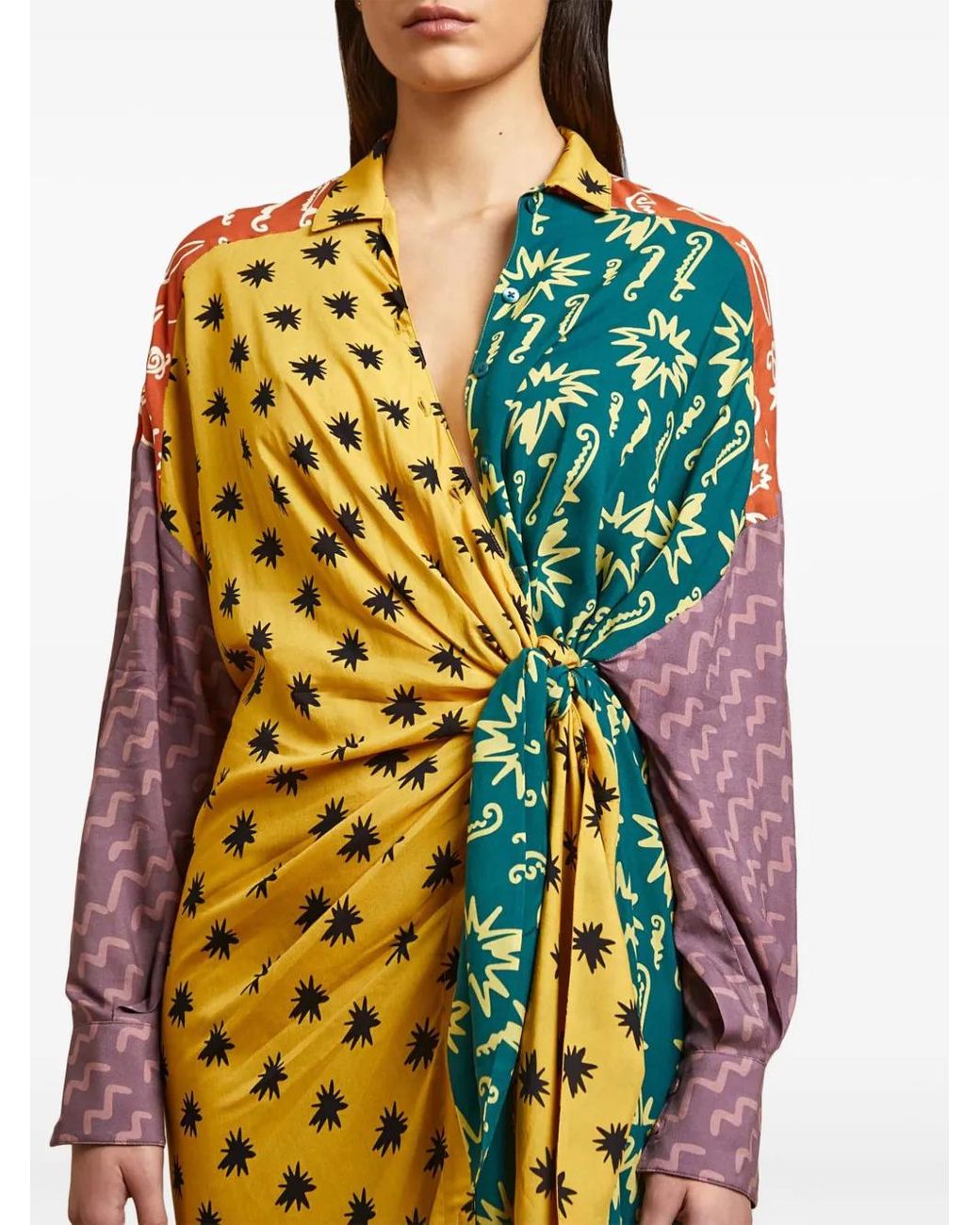 Donde Esteban Yellow Estrellitas Midi Dress