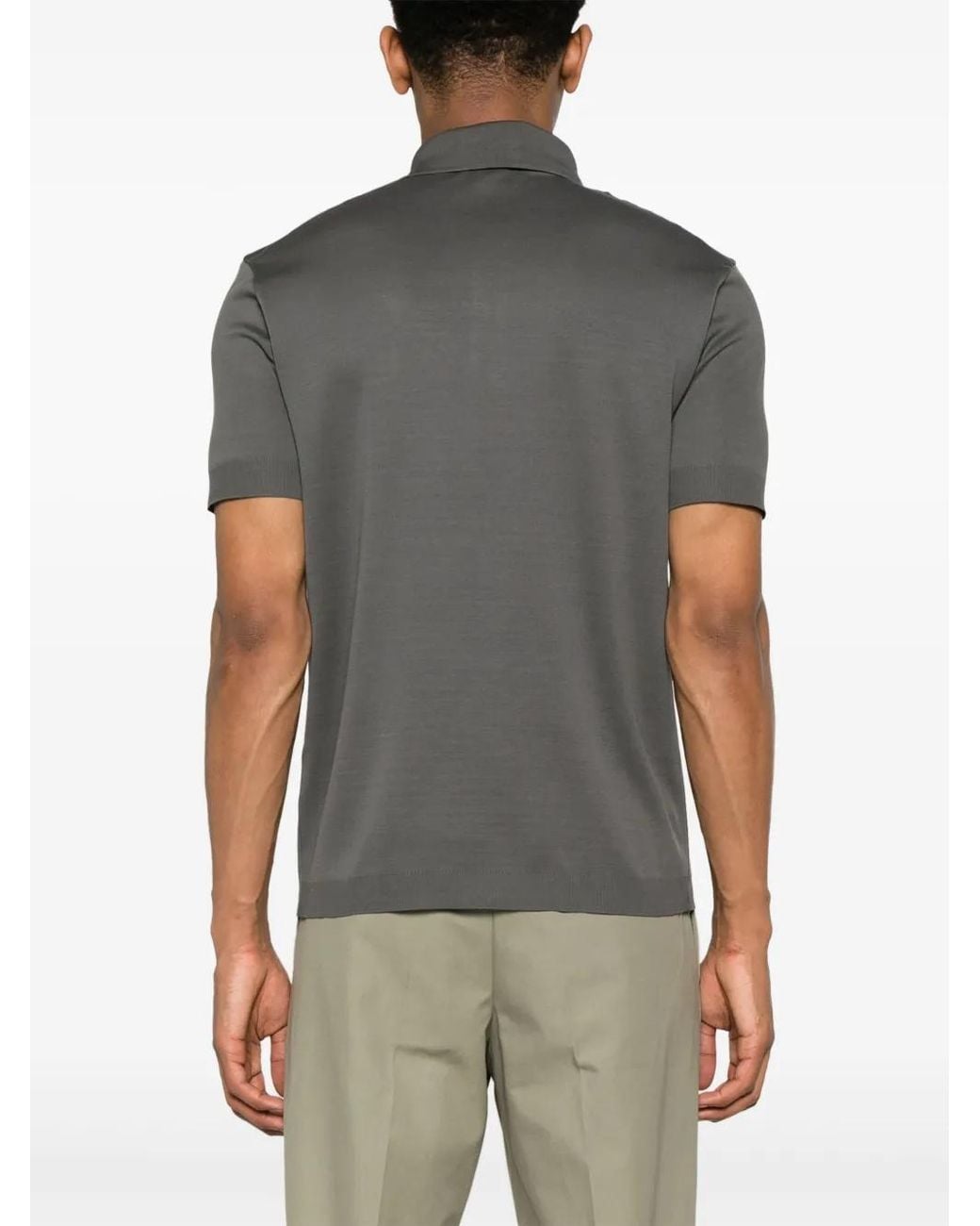 Herno Gray Cotton Polyester Short Polo for men
