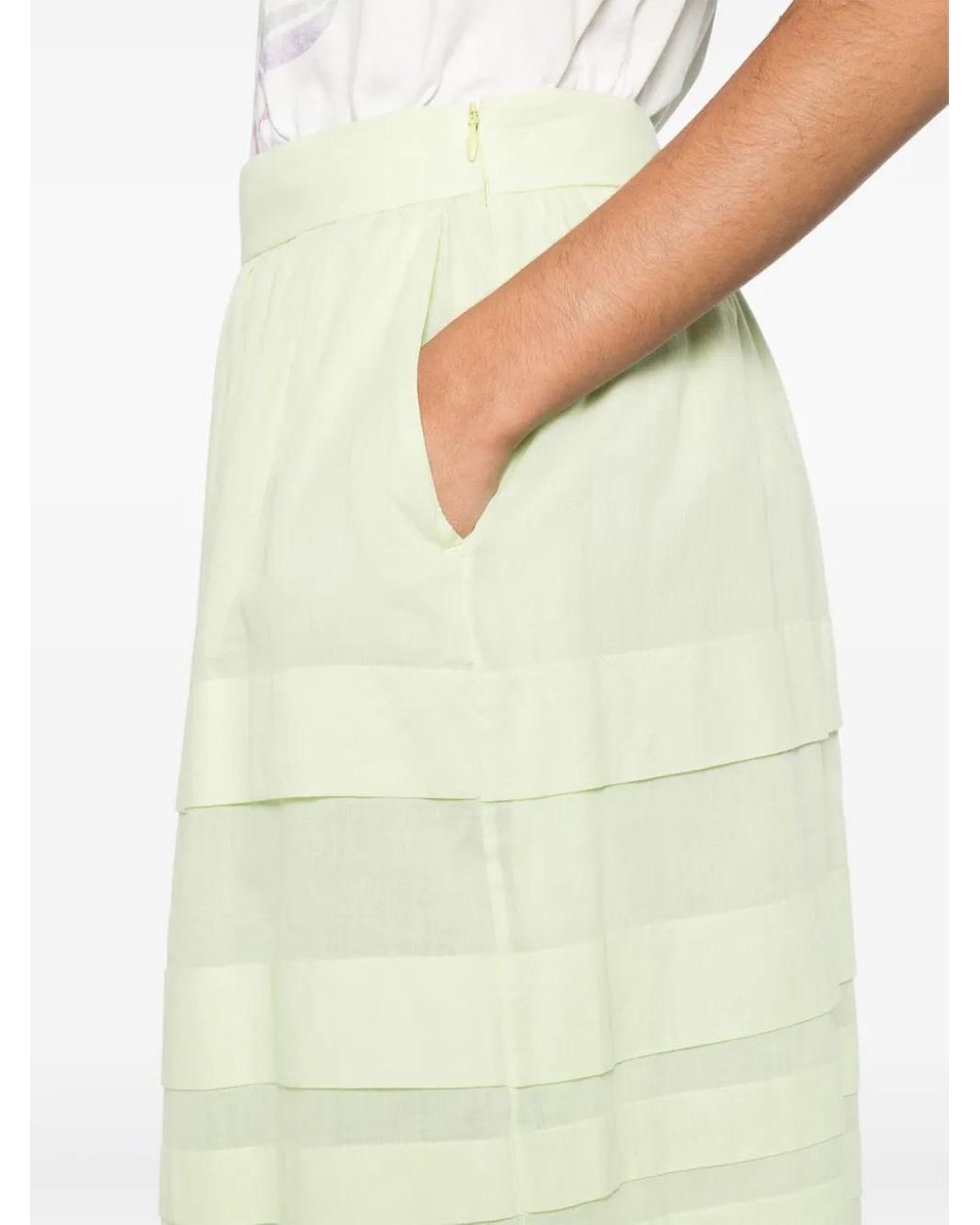 Peserico Yellow Ribbed Midi Skirt