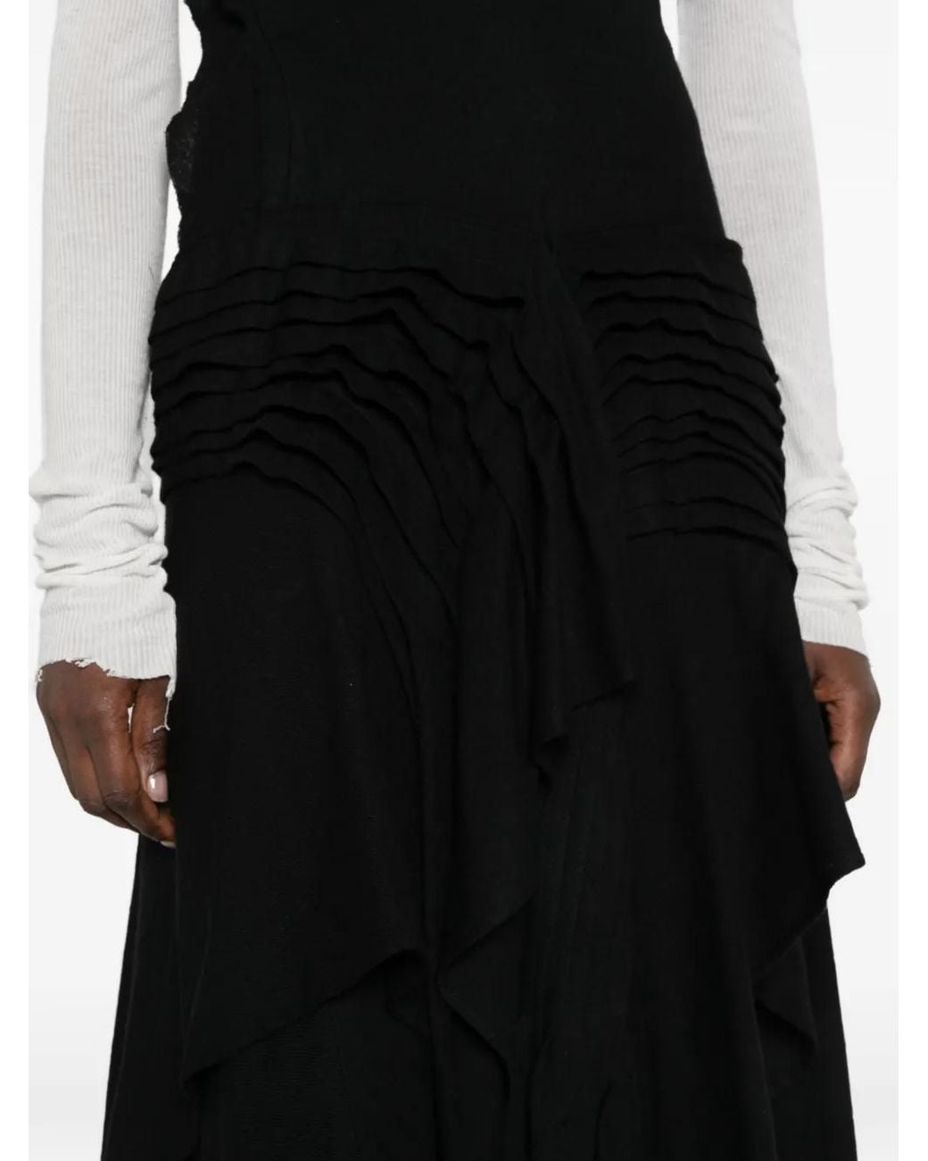 Yohji Yamamoto Black Ruffled Asymmetric Dress
