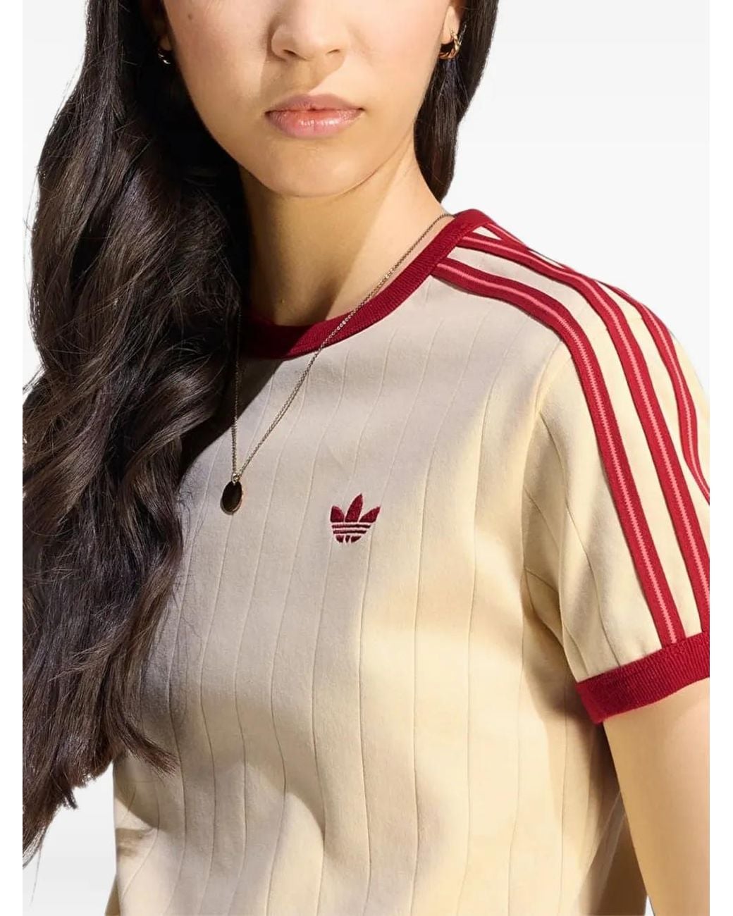 Adidas Natural Stripe-Detail T-Shirt