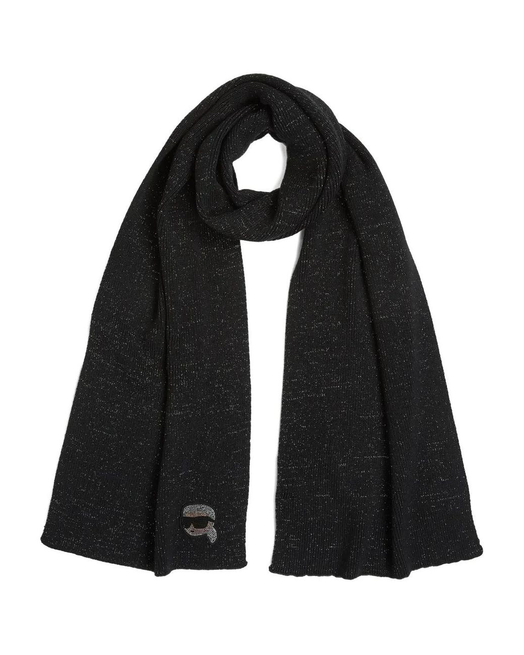 Karl Lagerfeld Black Ikon Rhinestone-Logo Scarf
