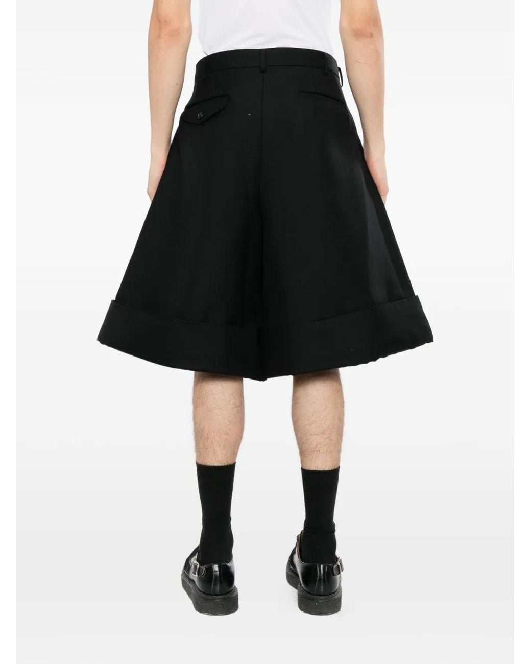 Comme des Garçons Black Pleated Turn-Up Shorts for men