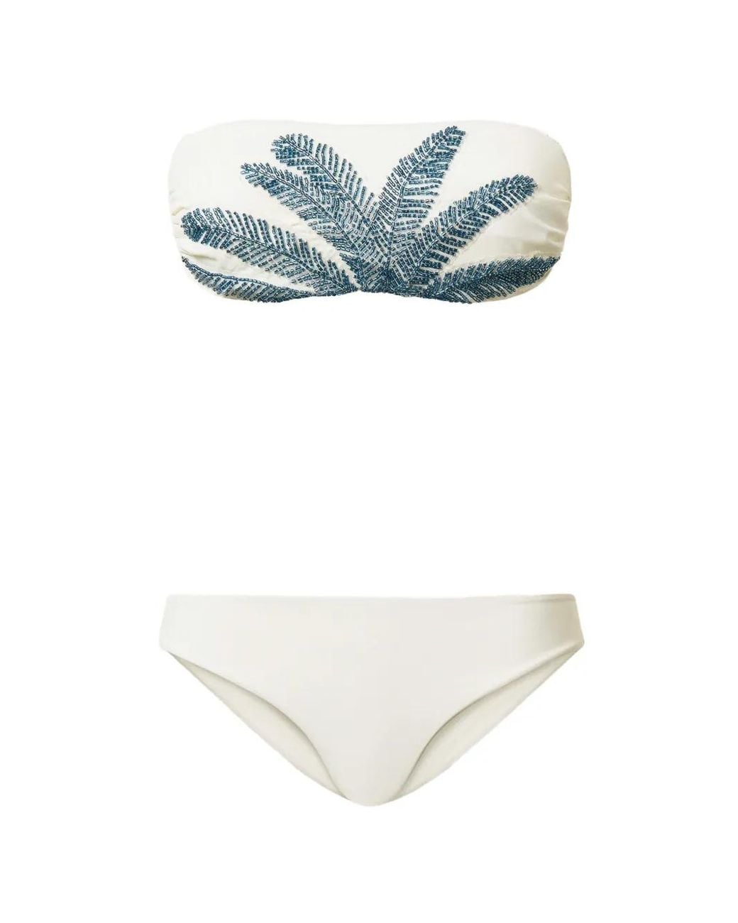 Twinset Blue Haut Bandeau Brodé Et Bas De Bikini Brésilien