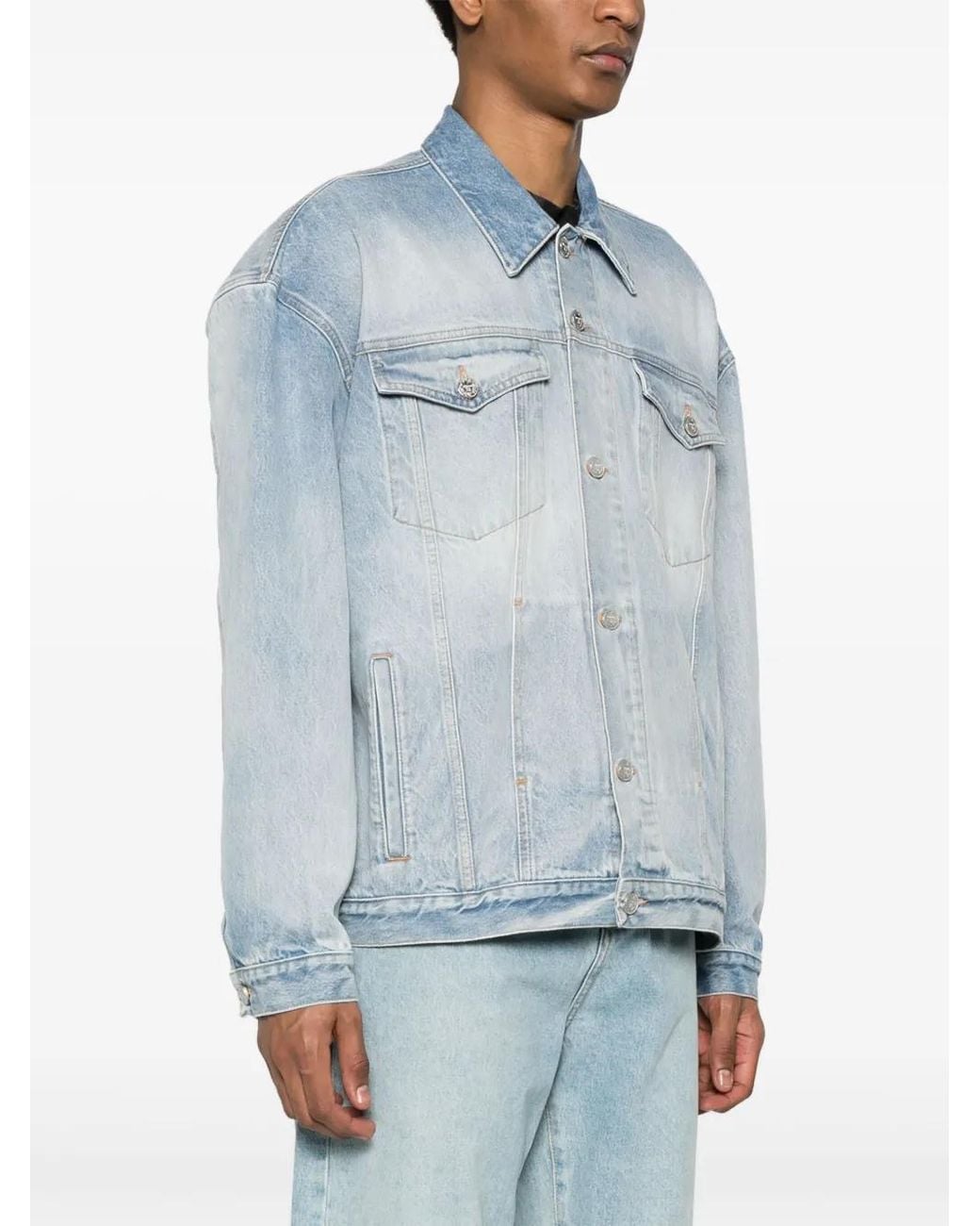 Vetements Blue Embossed-Logo Denim Jacket