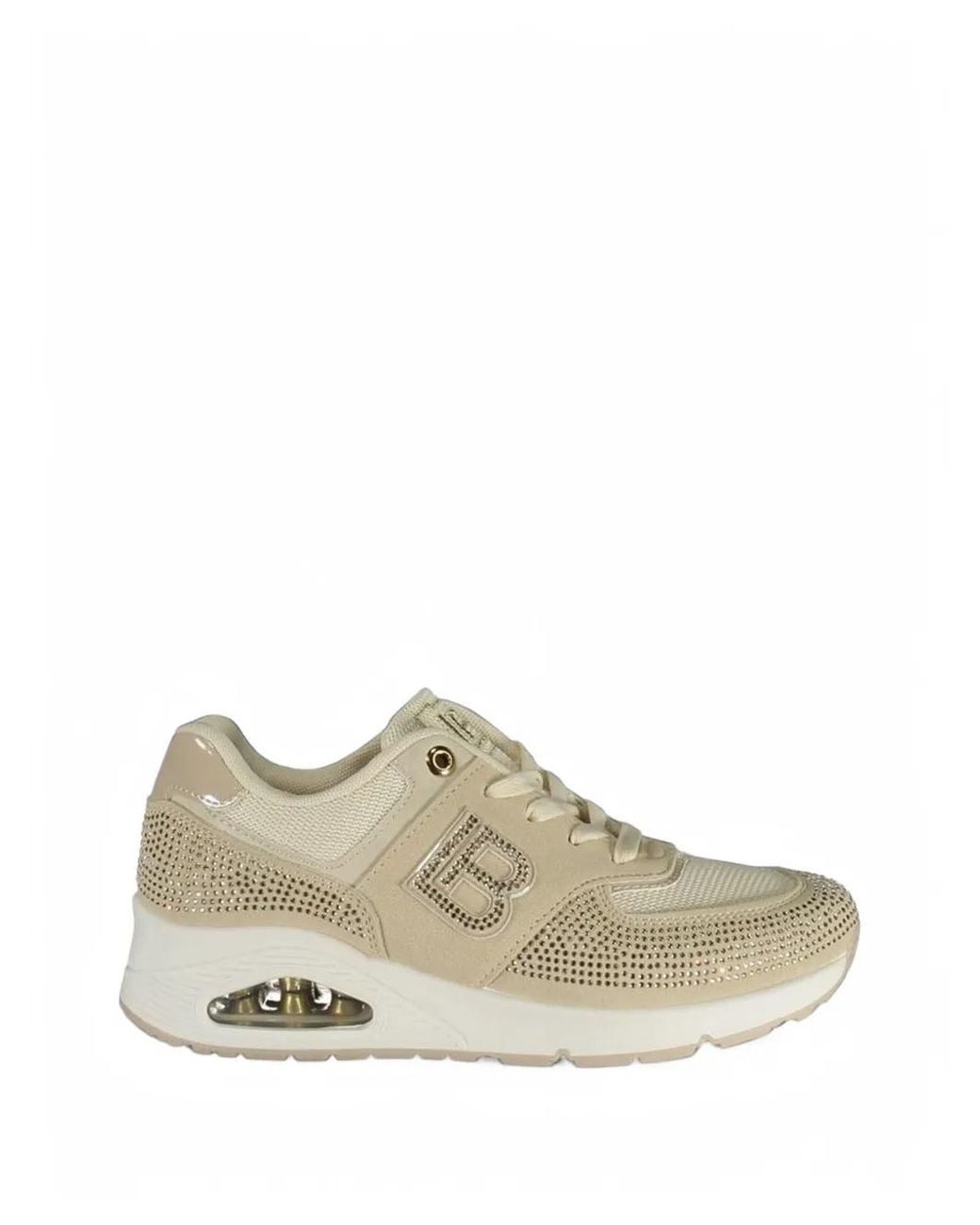 Laura Biagiotti White Crystal-Embellished Monogram Sneakers