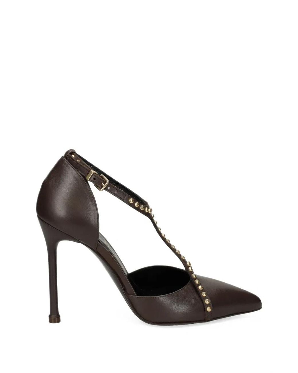 Albano Black Stud-Embellished T-Bar Pumps
