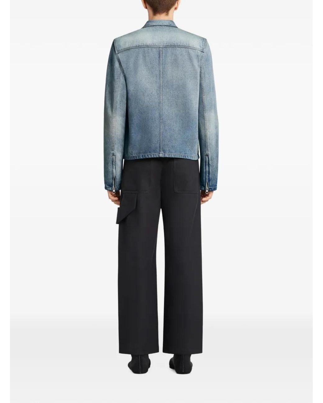 Courreges Blue Silk-Nylon Denim Jacket for men