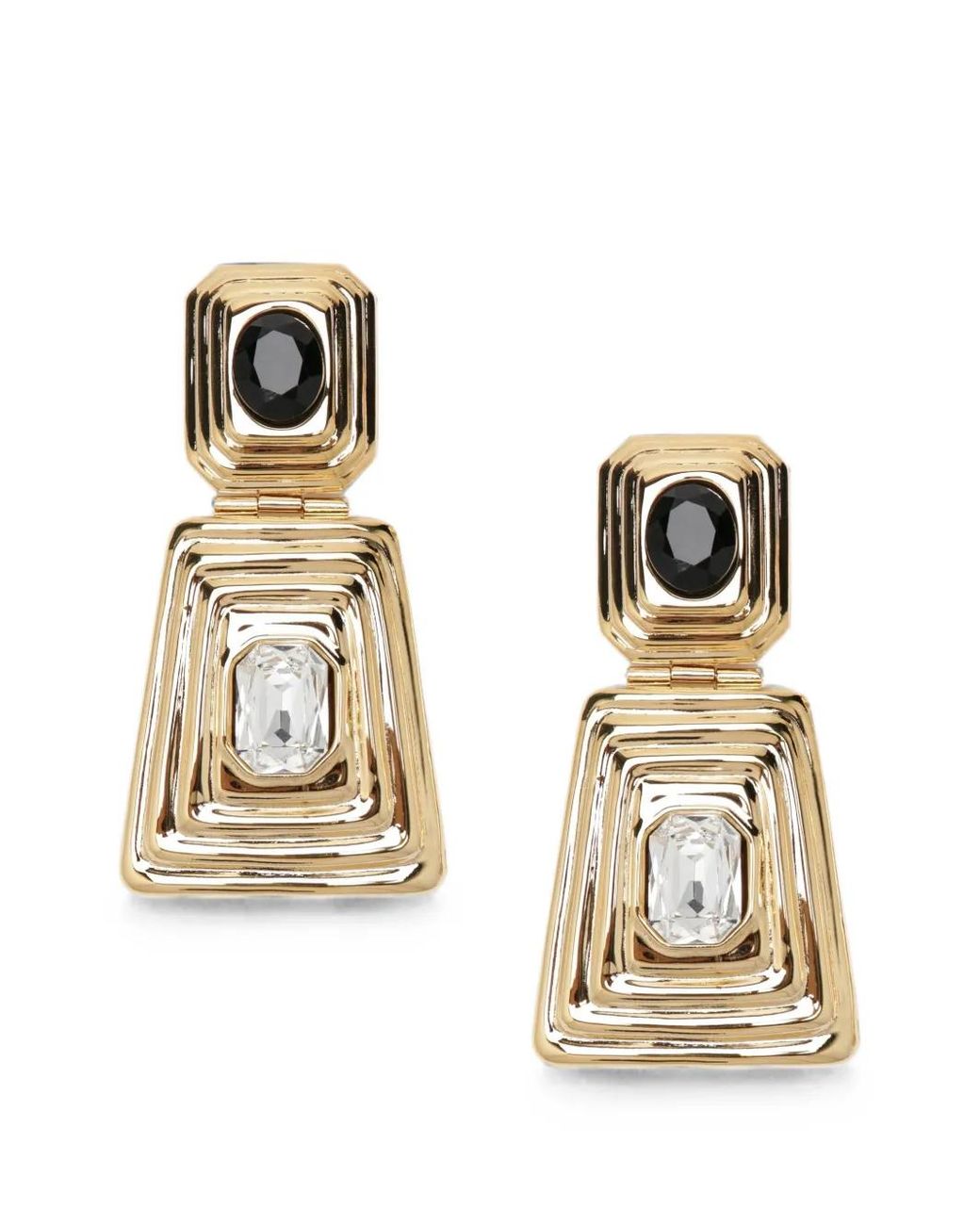 Alessandra Rich Metallic Crystal-Embellished Geometric Earrings