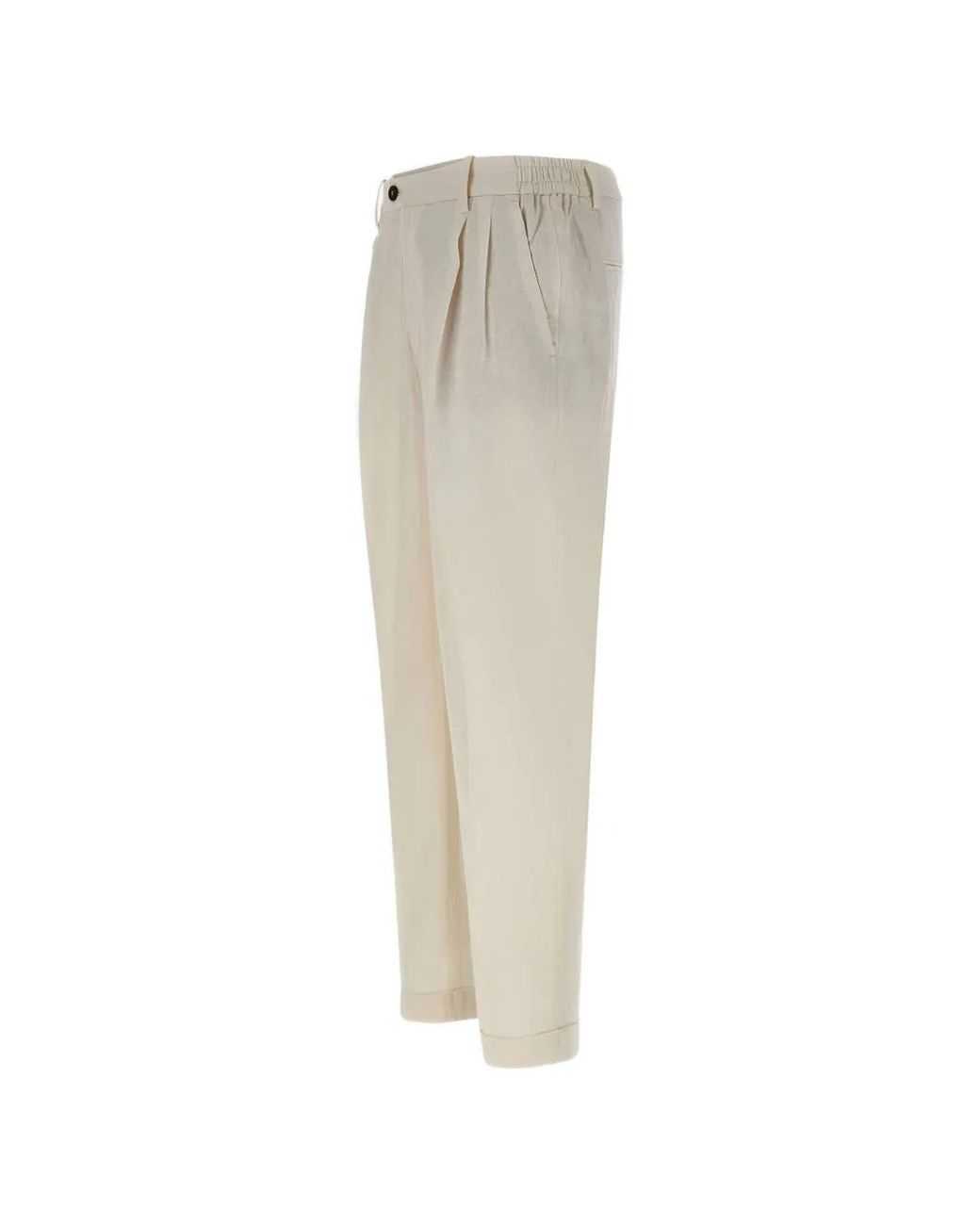 Devore Natural Elasticated-Pleated Trousers for men