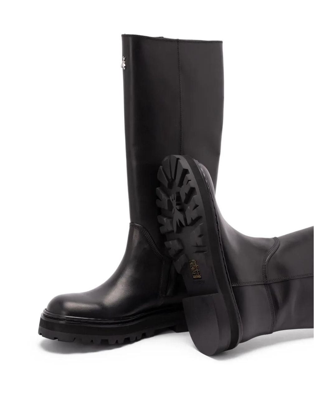 Patrizia Pepe Black 50Mm Zip-Detail Knee-High Boots